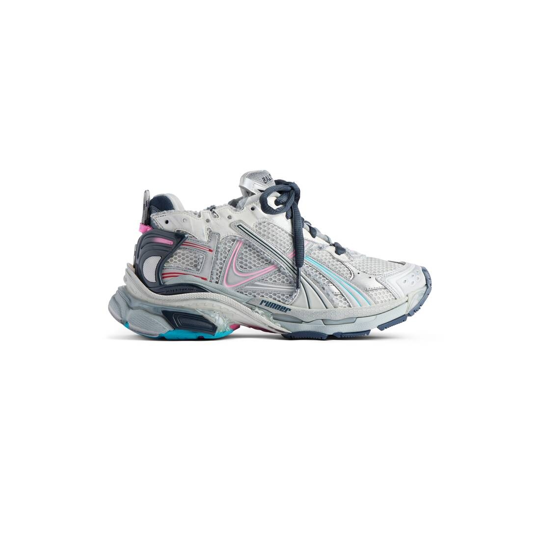 関税込【BALENCIAGA】Runner 2 Sneakers Gray/Blue/Pink Balenciaga Runner 2 Sneakers in Grey, Blue, Pink, & Red | FWRD