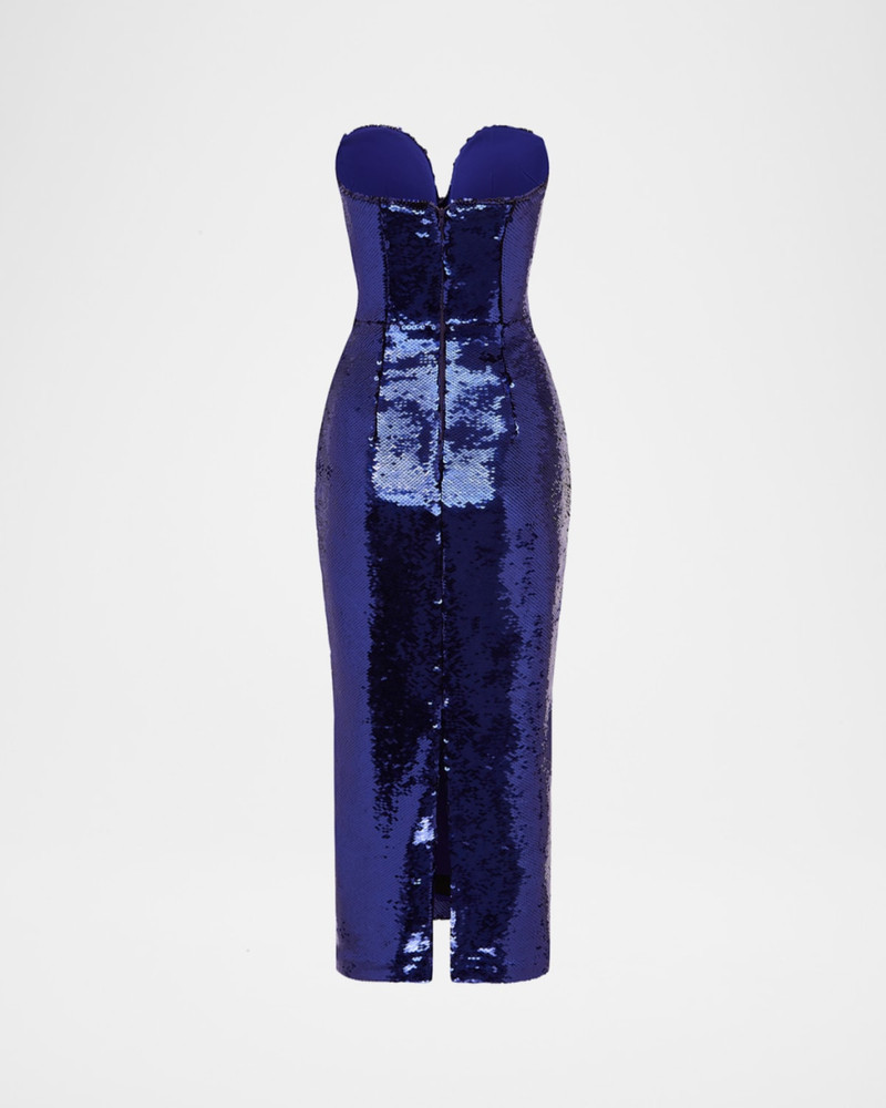ALEX PERRY Strapless Sweetheart Sequined Midi Dress outlook