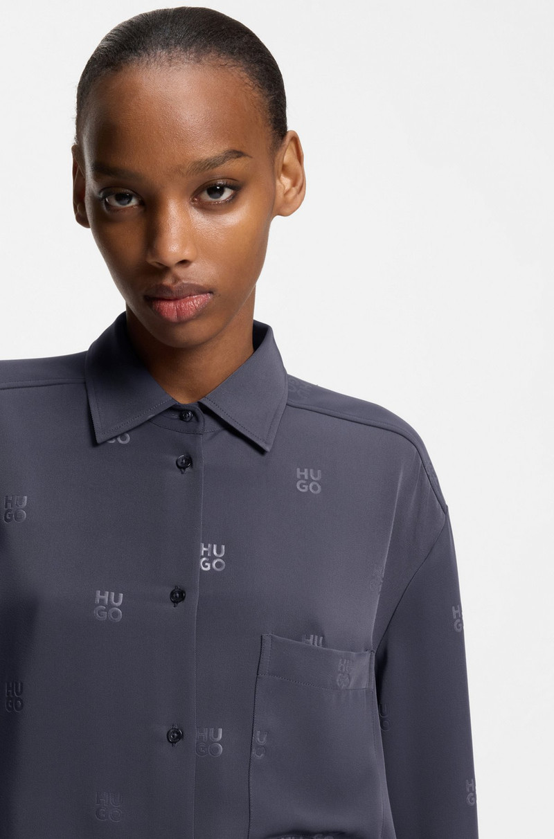OVERSIZED-FIT BLOUSE WITH STACKED LOGOS 4