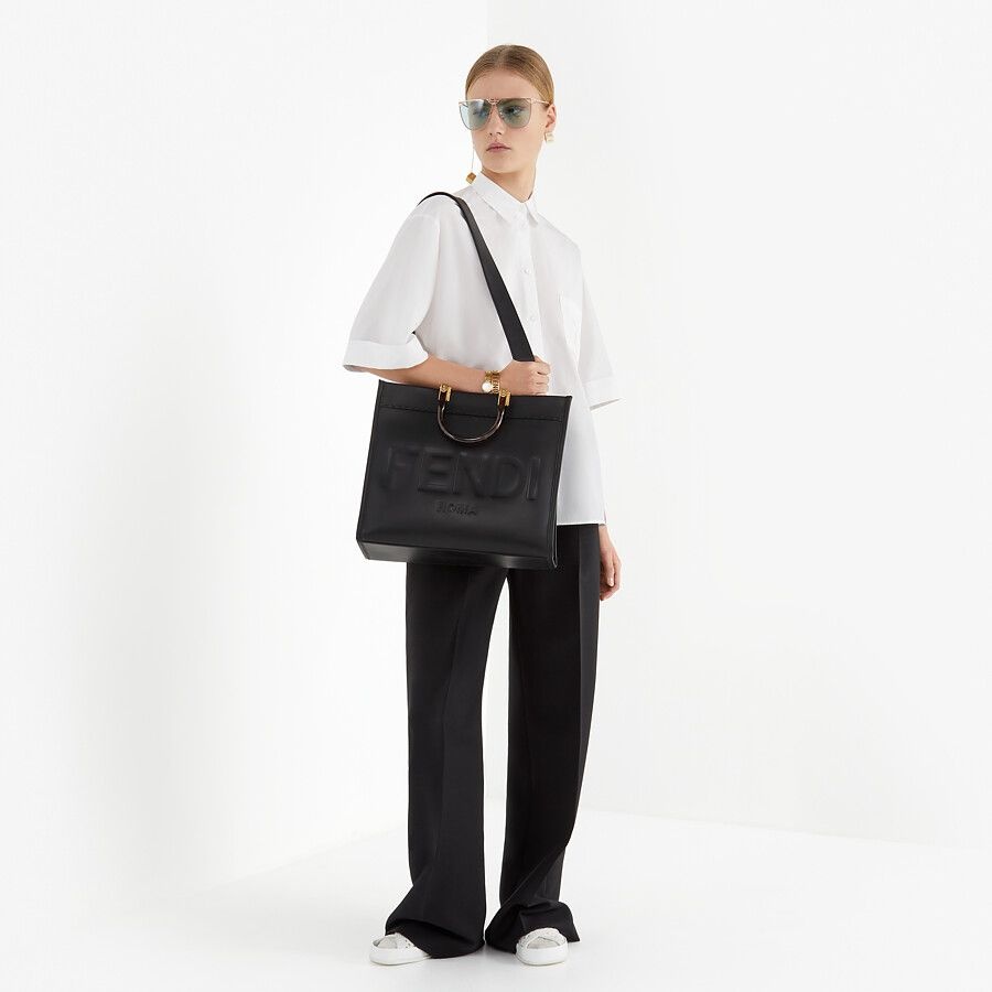 Black leather shopper - 2