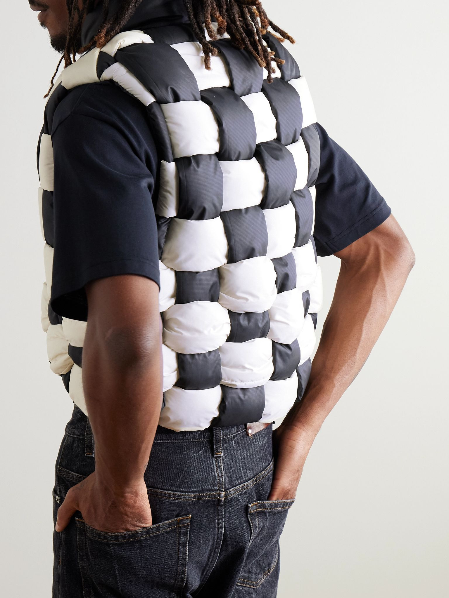 Cropped Reversible Quilted Padded Shell Gilet White - 3