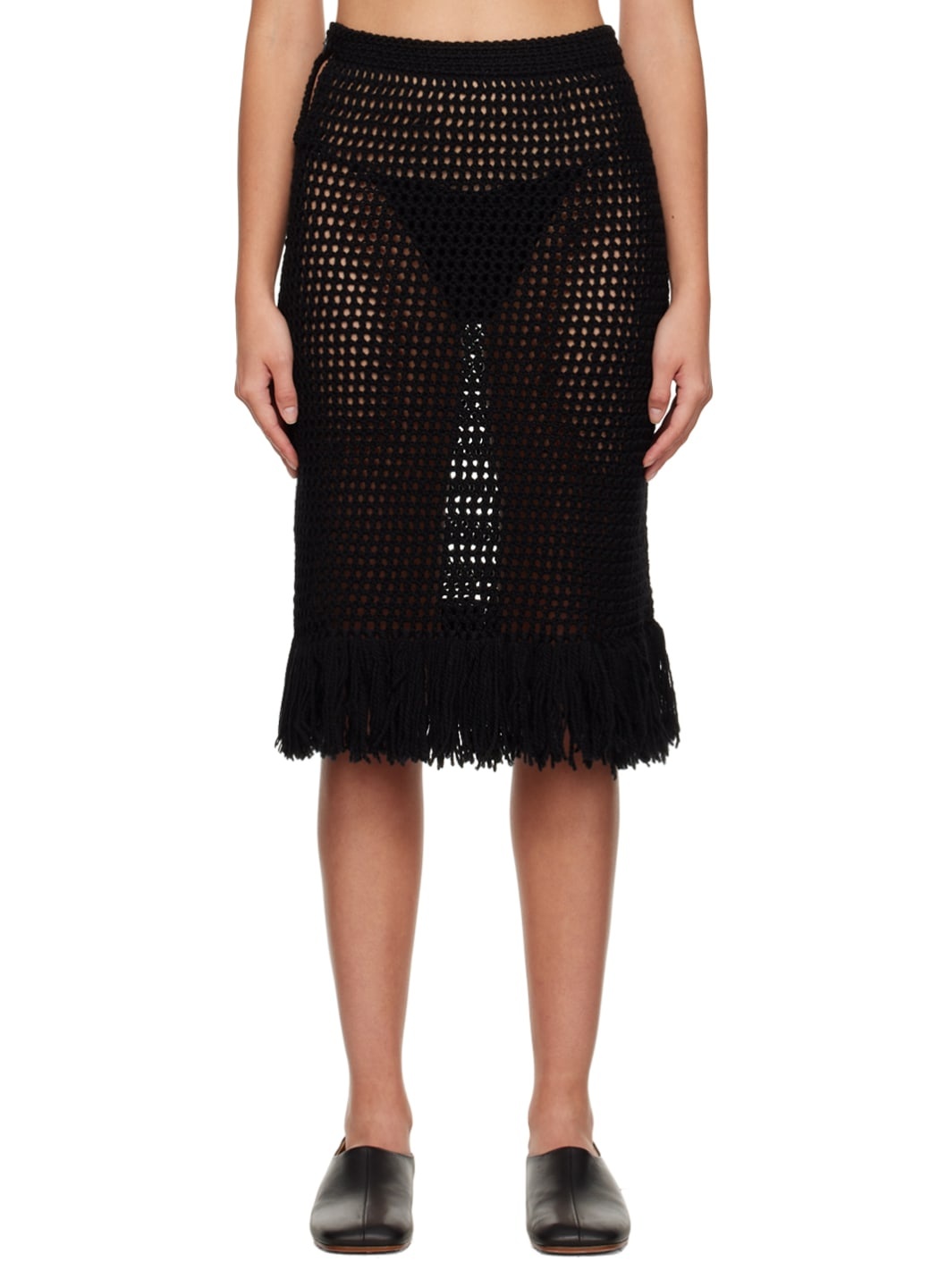 Black Grata Midi Skirt - 1