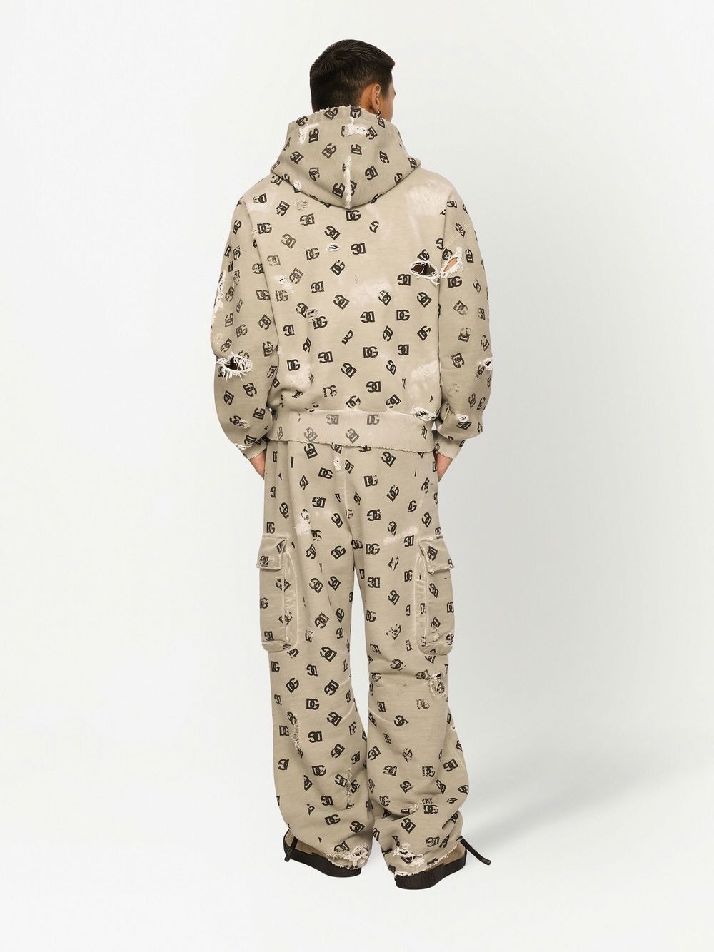 logo-print cotton hoodie - 4