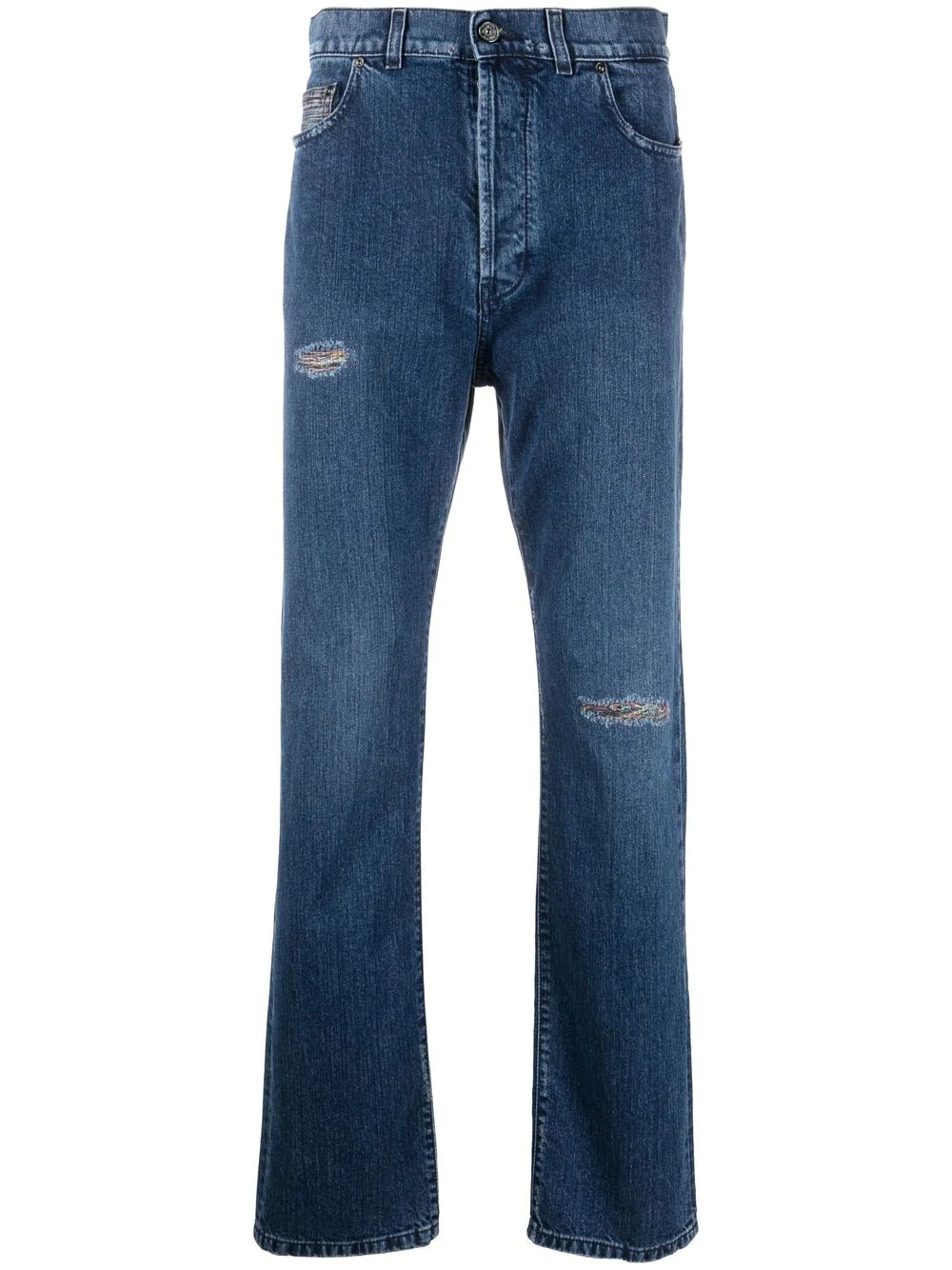 distressed straight-leg jeans - 1