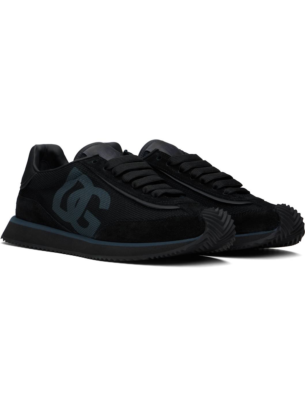 Black Mixed-Material 'DG' Cushion Sneakers - 4