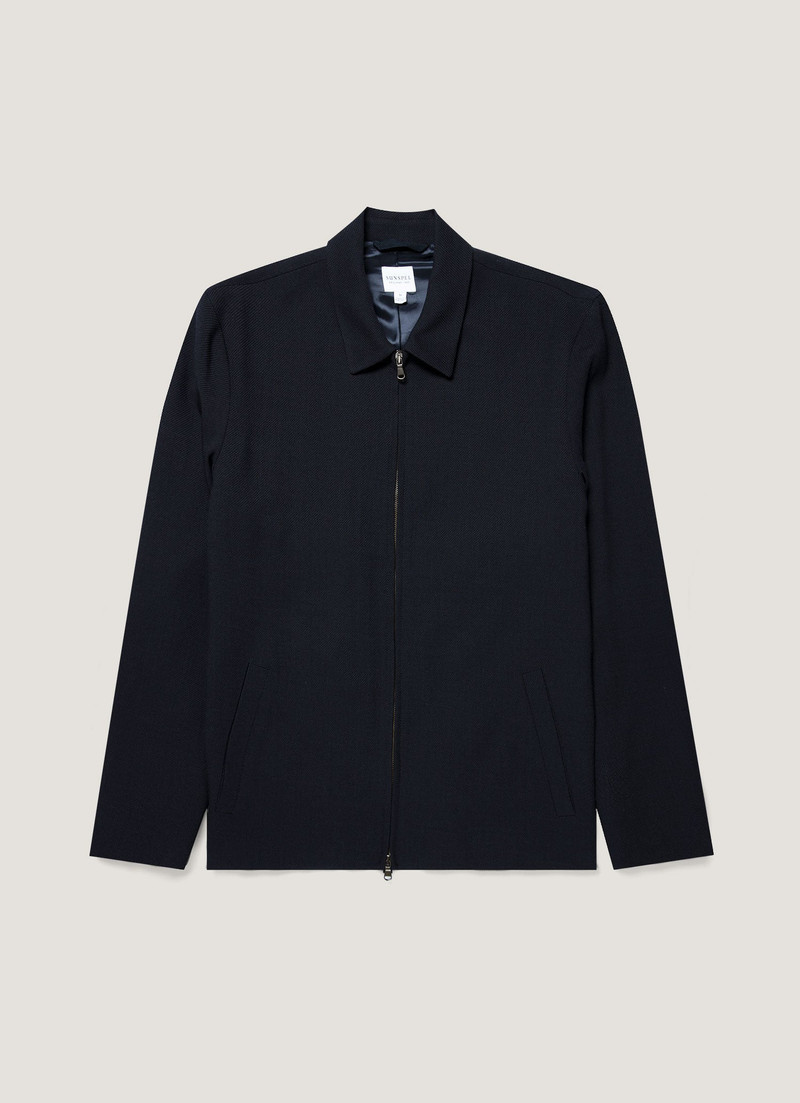 Light Textured Wool Harrington Jacket 1