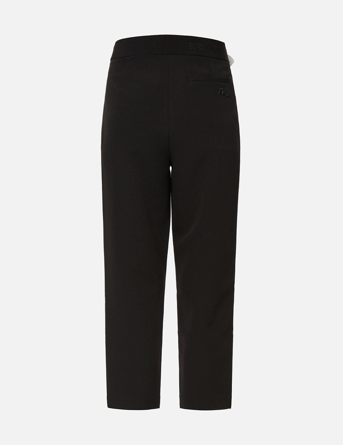 Partial Leather Buckle Belt Cropped Straight Fit Pants - 2