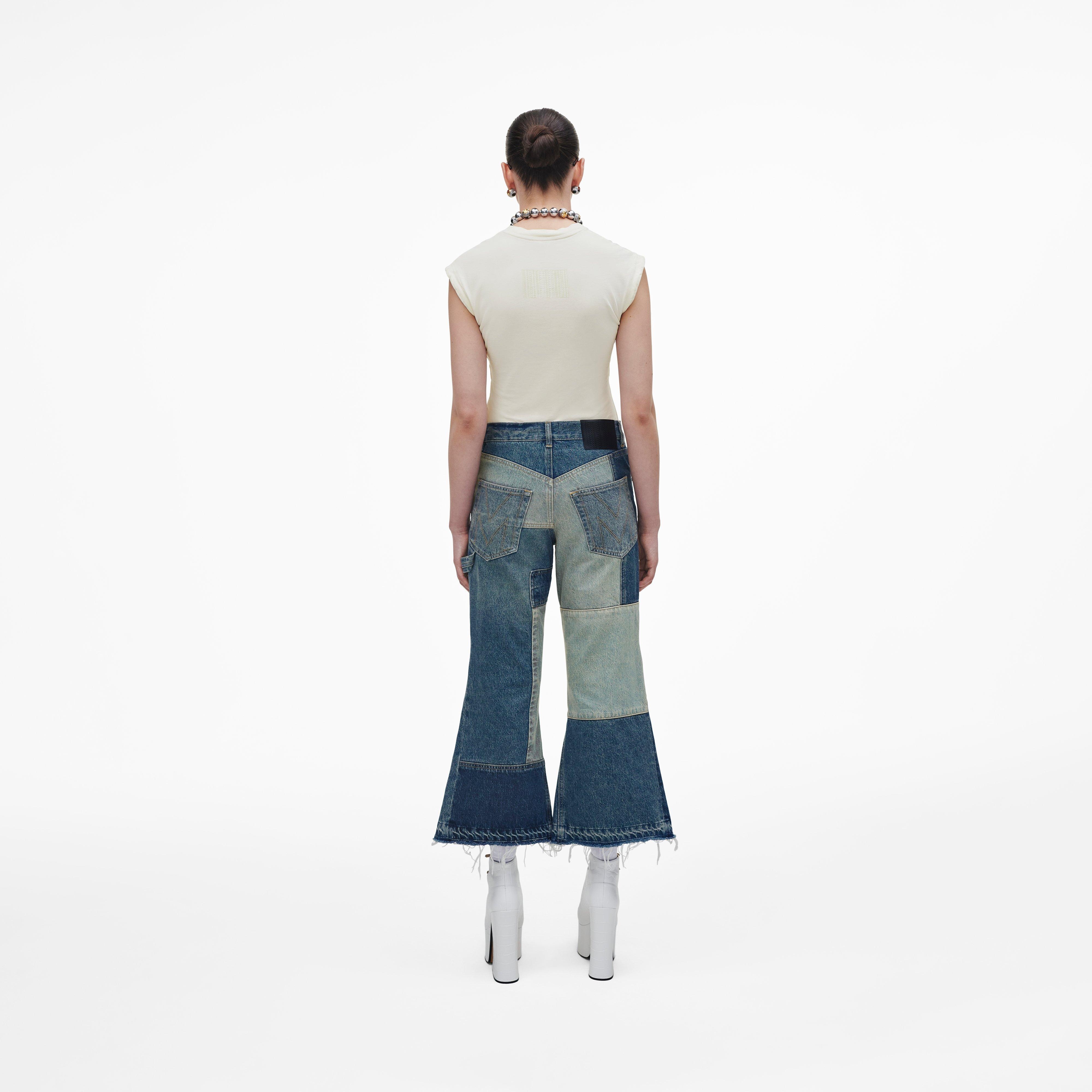 PATCHWORK DENIM CROPPED FLARE JEAN - 4