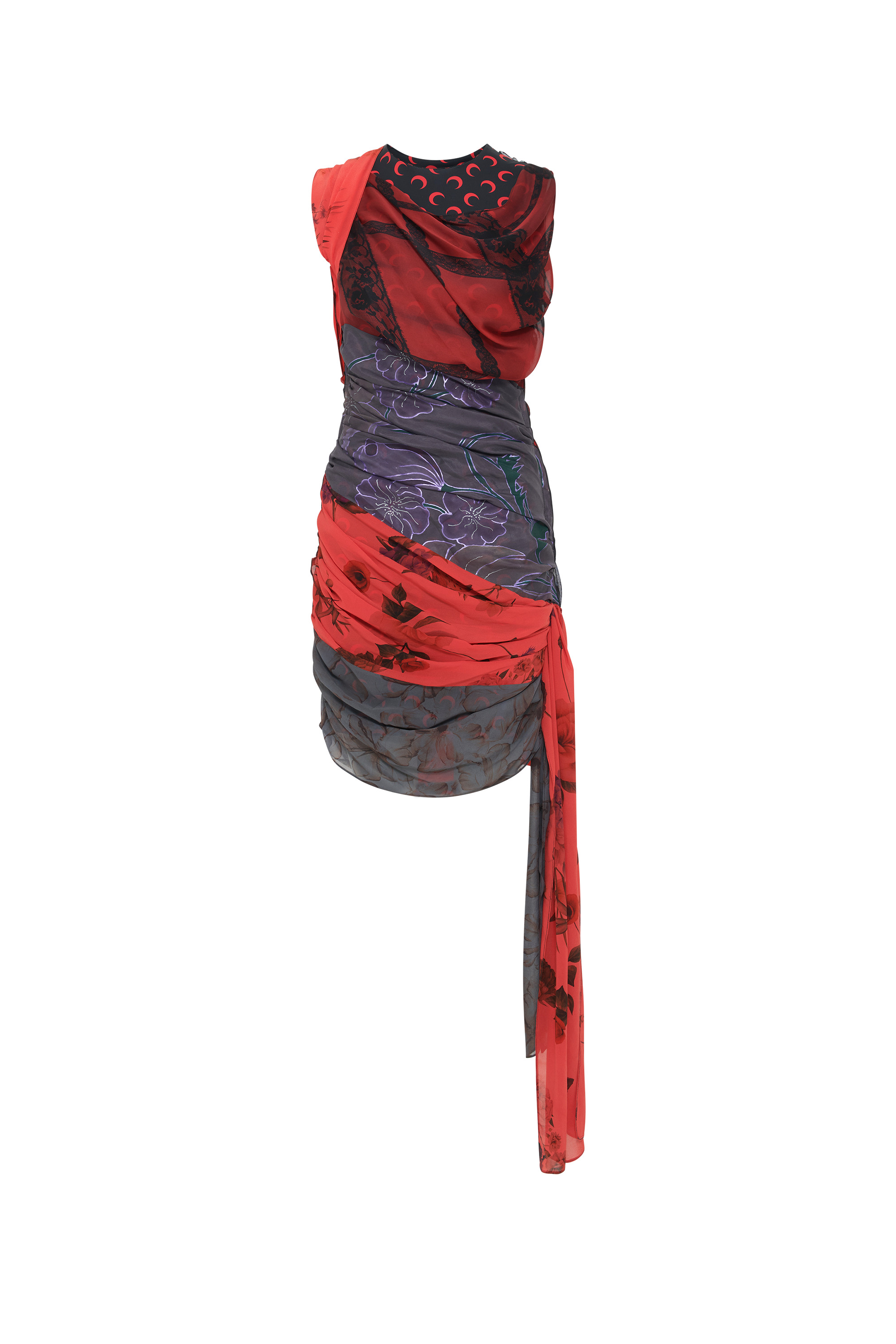 Upcycled Silk Scarves Draped Dress - 5