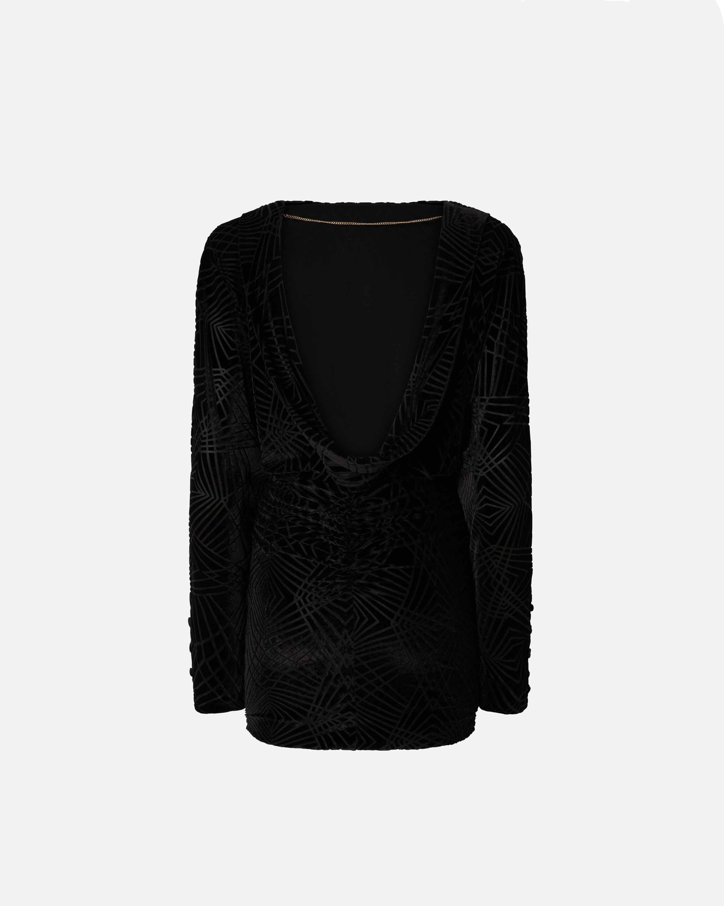 VELVET MINI DRESS WITH GEOMETRIC PATTERN - 2