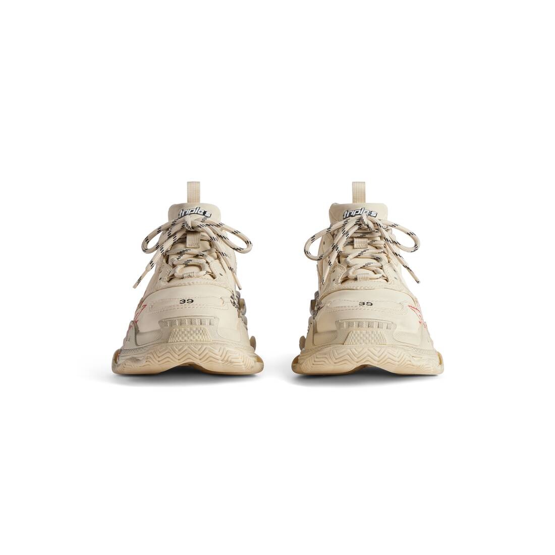 BALENCIAGA Men's Triple S Sneaker Diy Metal in White/red