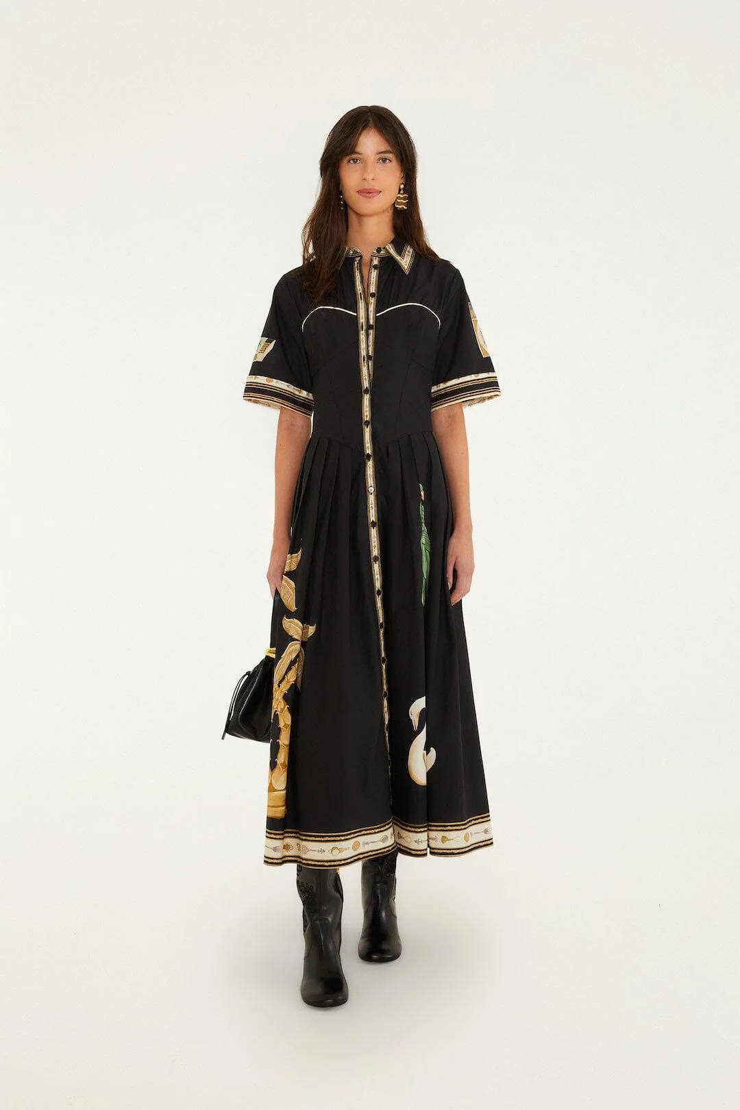 Vintage Souvenirs Black Buttoned Midi Dress - 1