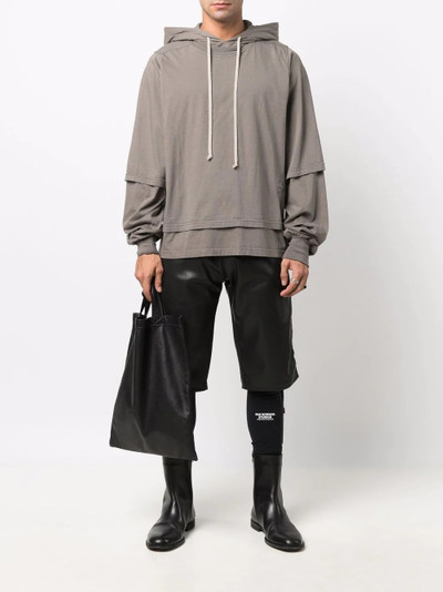 Rick Owens DRKSHDW layered cotton hoodie outlook