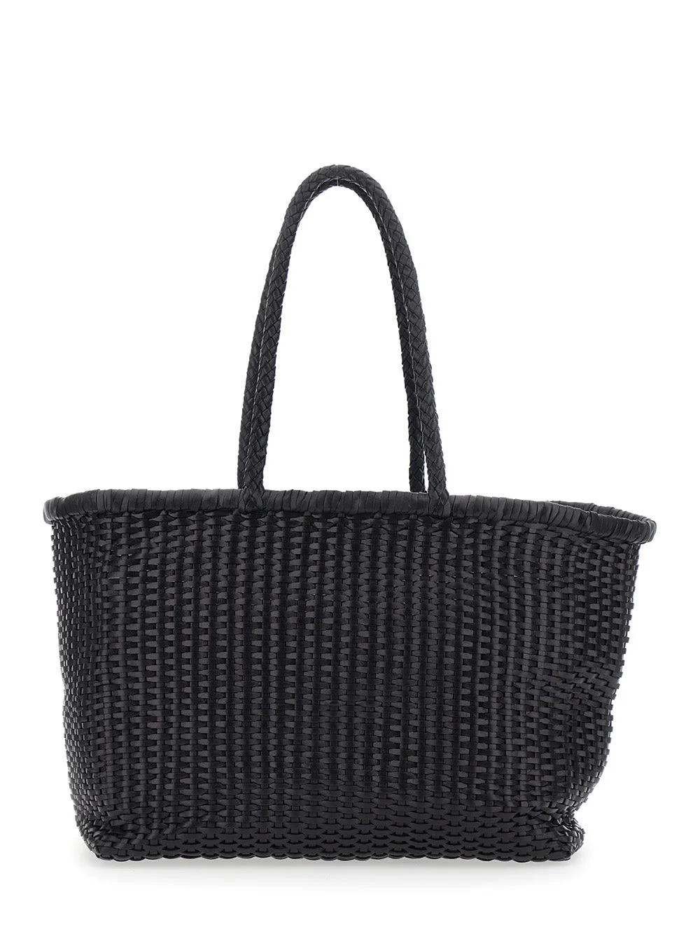 Dragon Diffusion Women Black Handbag With Interwoven Design And Two Top Handles In Leather Woman - 1
