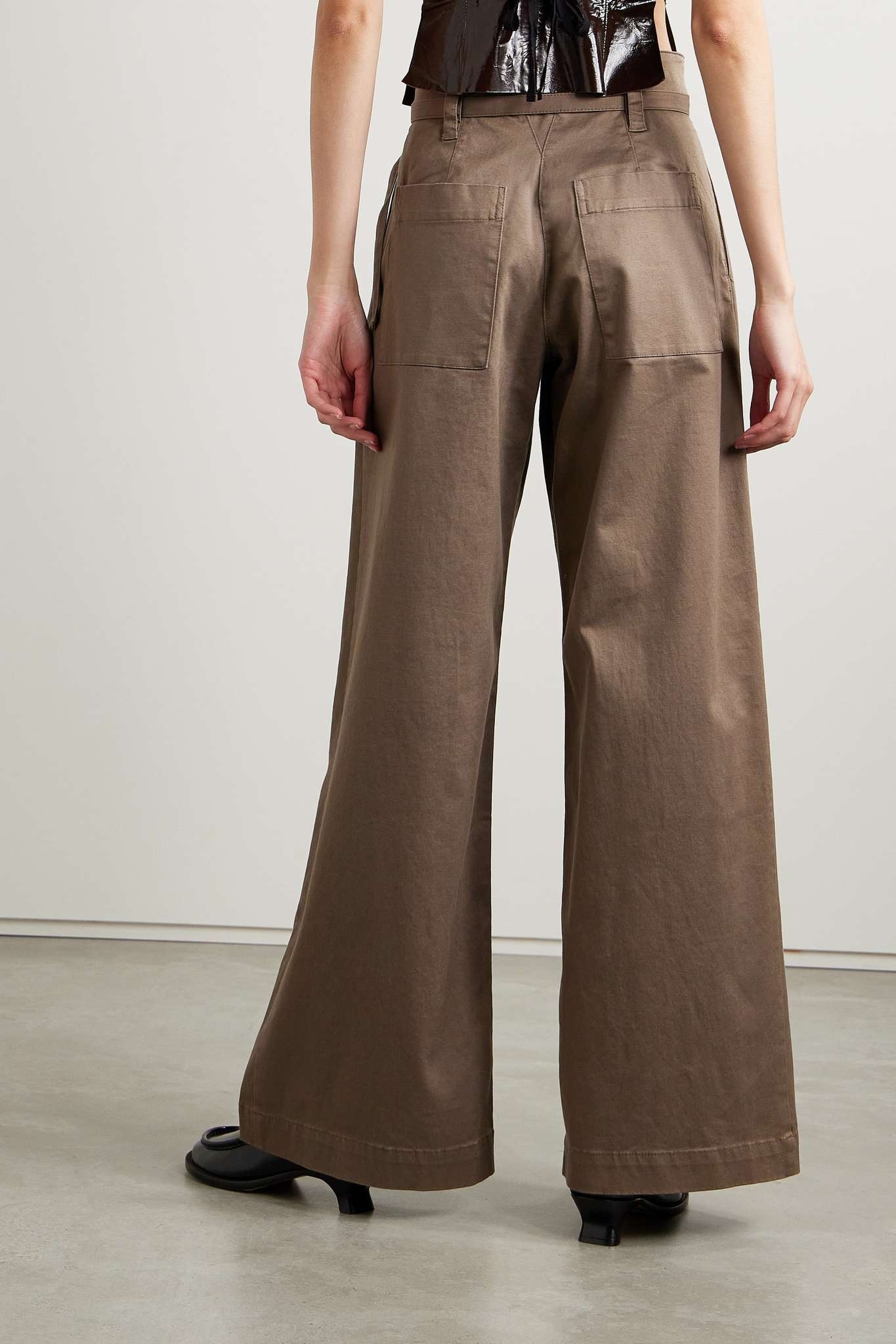 Raver belted cotton-blend twill wide-leg pants - 3