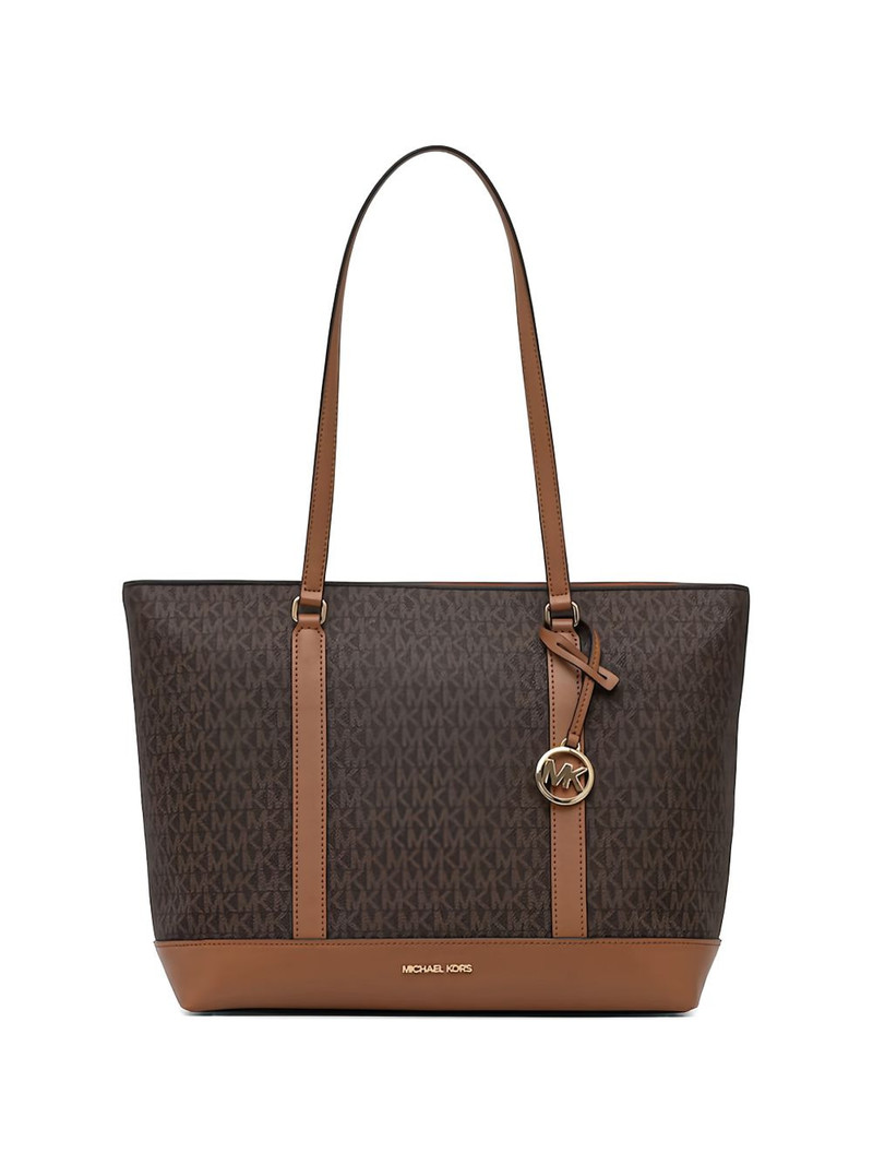 logo-print leather-trim tote bag 1