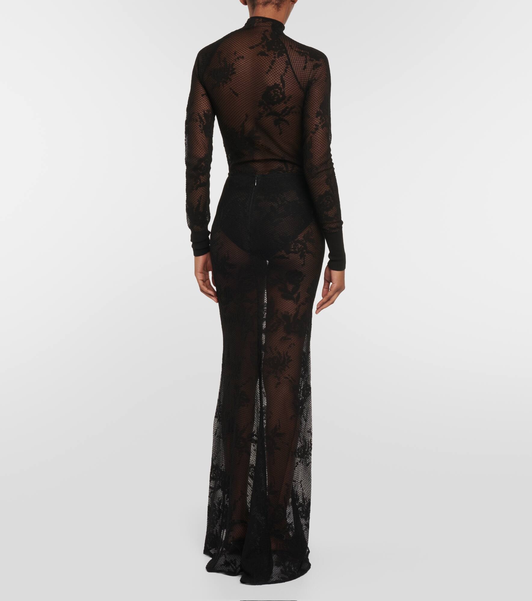Floral mesh maxi skirt - 3