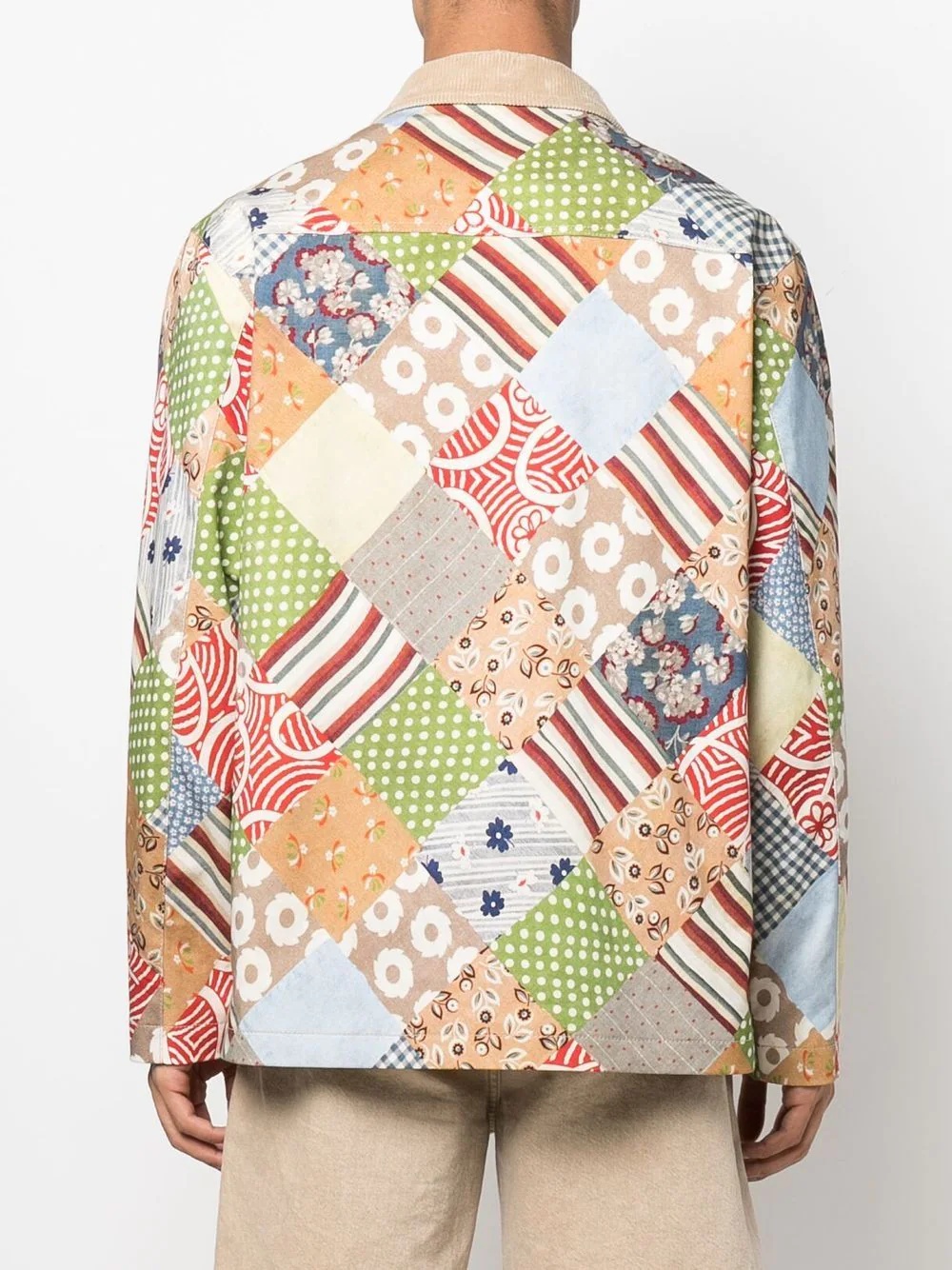 patchwork-pattern shirt jacket - 4