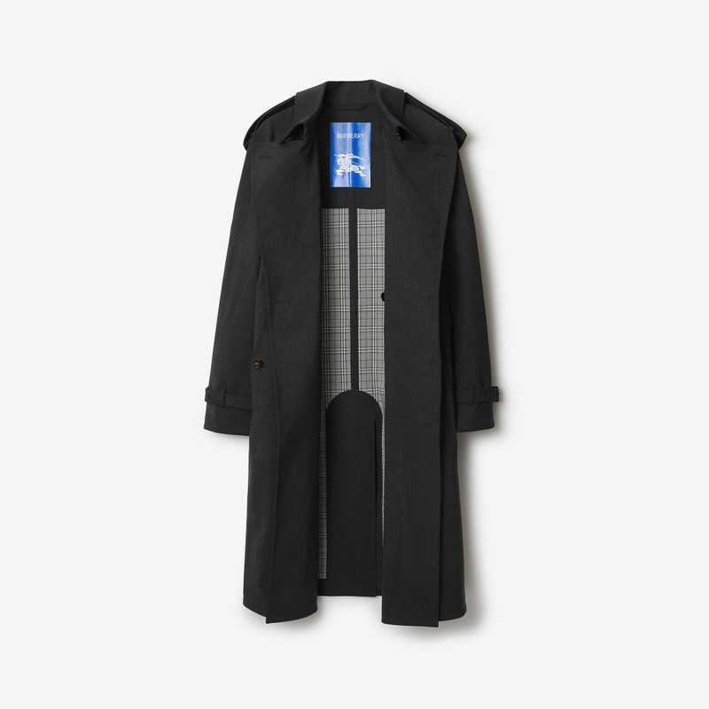 Long Bonded Stretch Wool Trench Coat 6