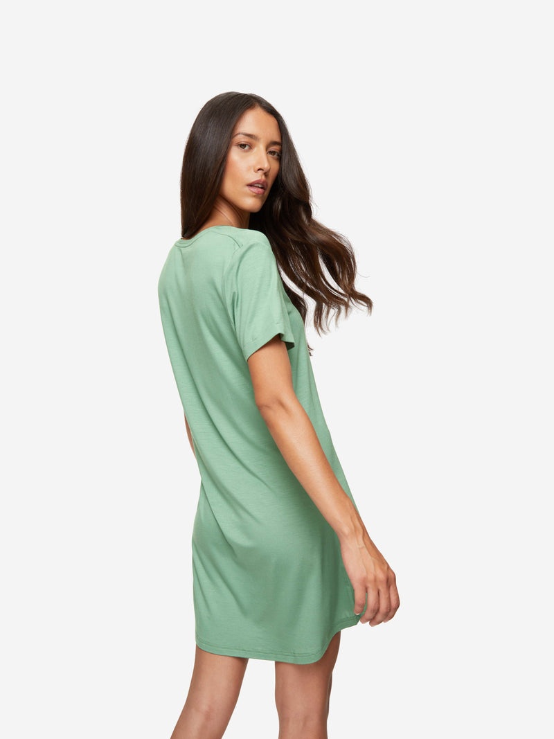 Women's V-Neck Sleep T-Shirt Lara Micro Modal Stretch Sage Green - 2