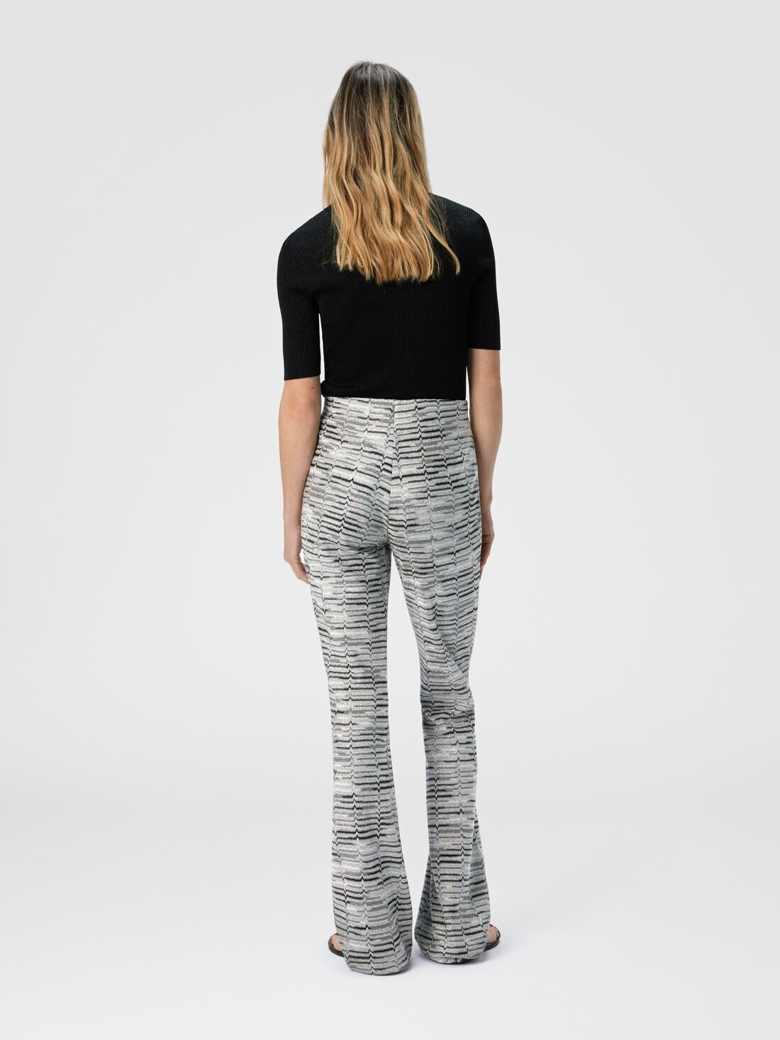 Flare trousers in viscose with Greek lamé motif - 3