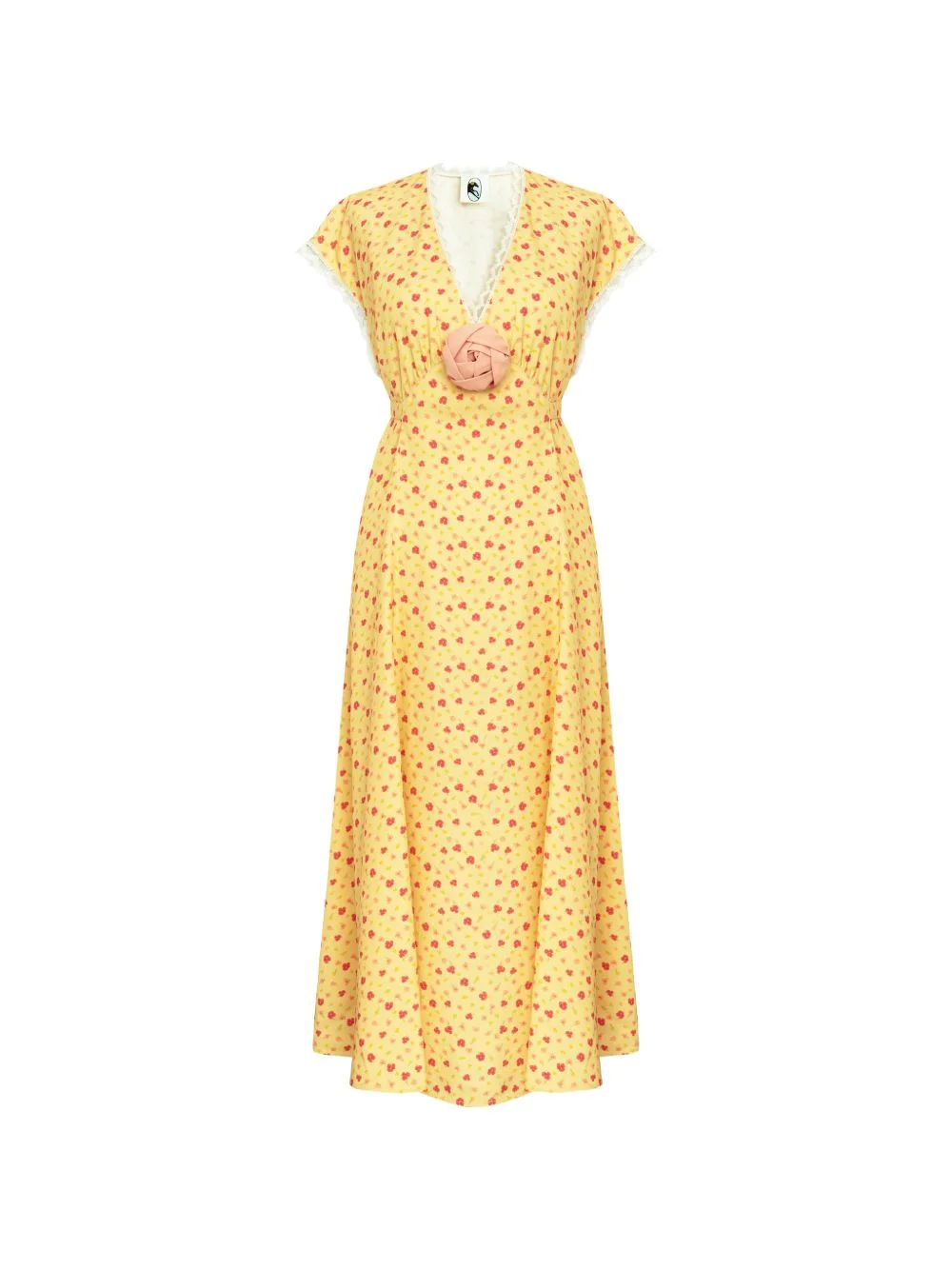 Genus floral-print lace-trim midi dress - 1