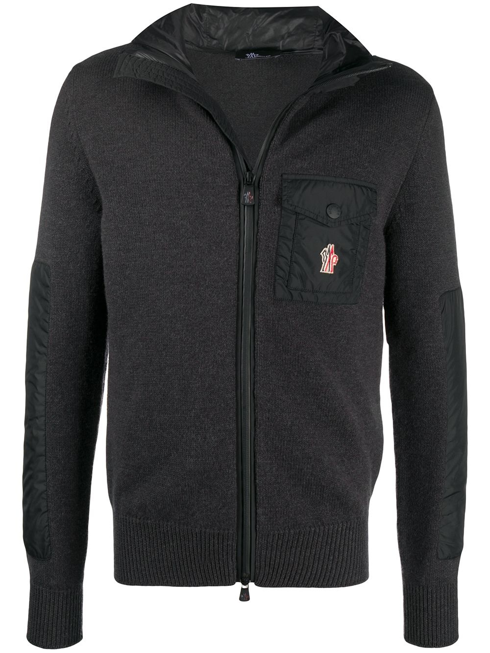 logo zipped hooded cardigan - 1