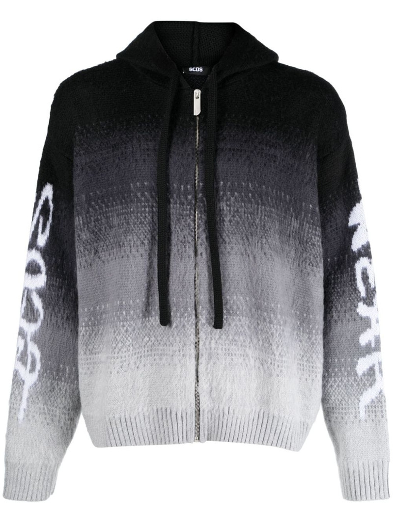 intarsia-knit hooded jacket 1