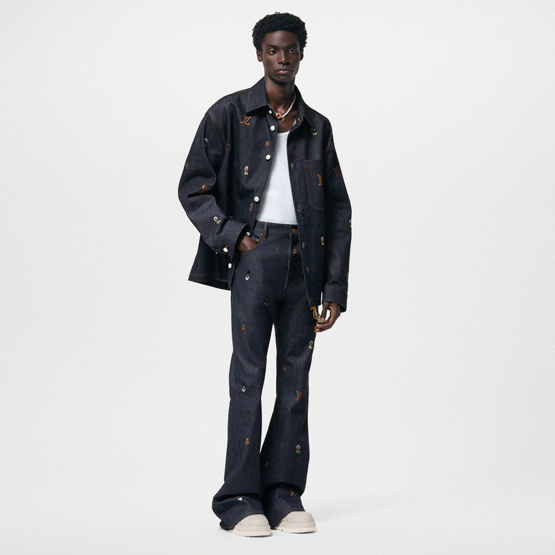 Louis Vuitton Embroidered Bootcut Denim Pants outlook
