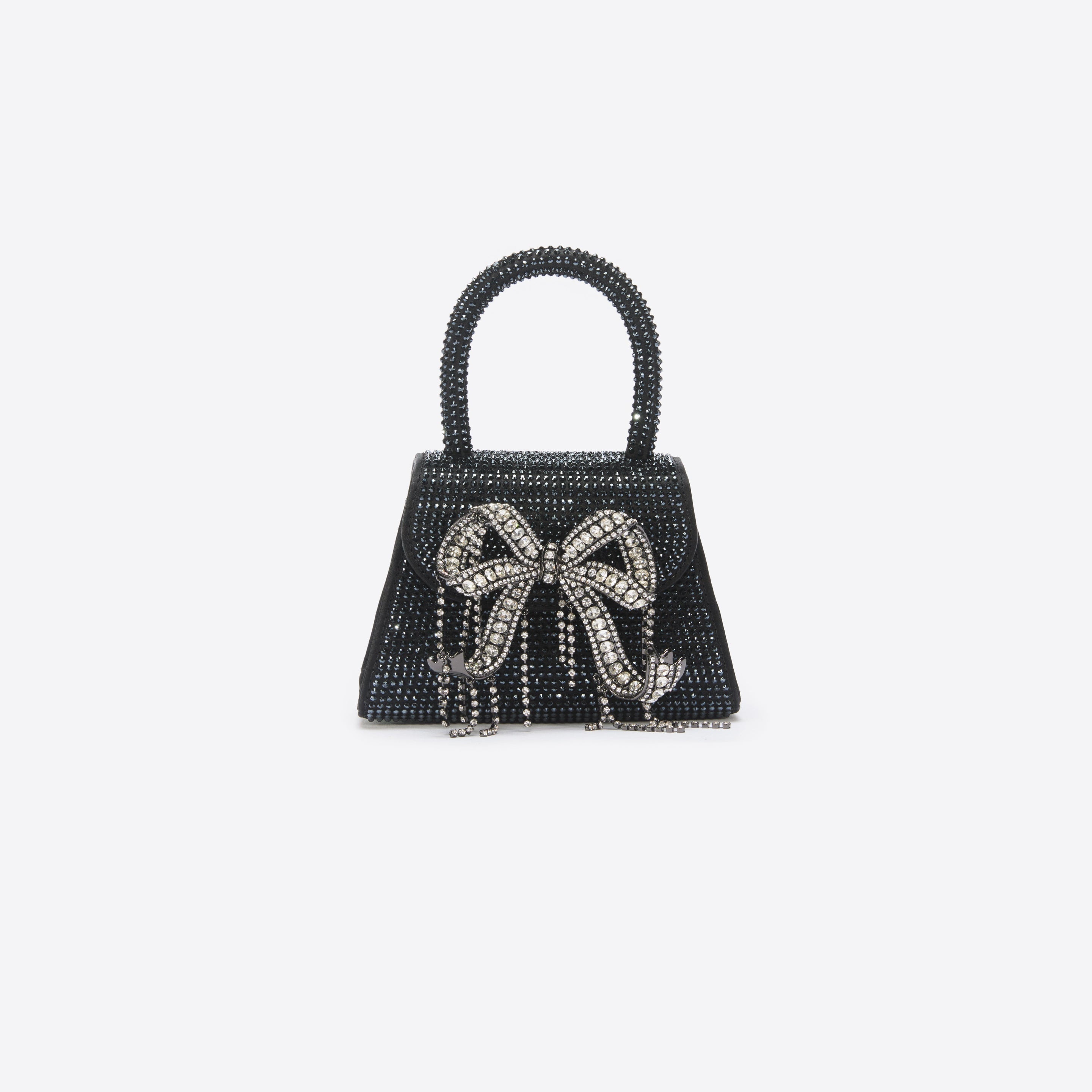 Black Rhinestone Embellished Micro Bow Bag - 1