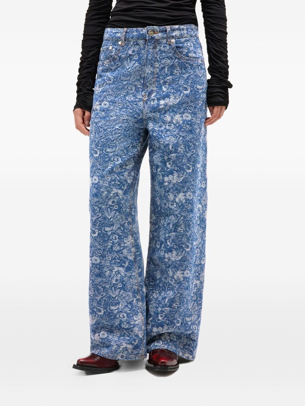 floral-print wide-leg jeans - 3