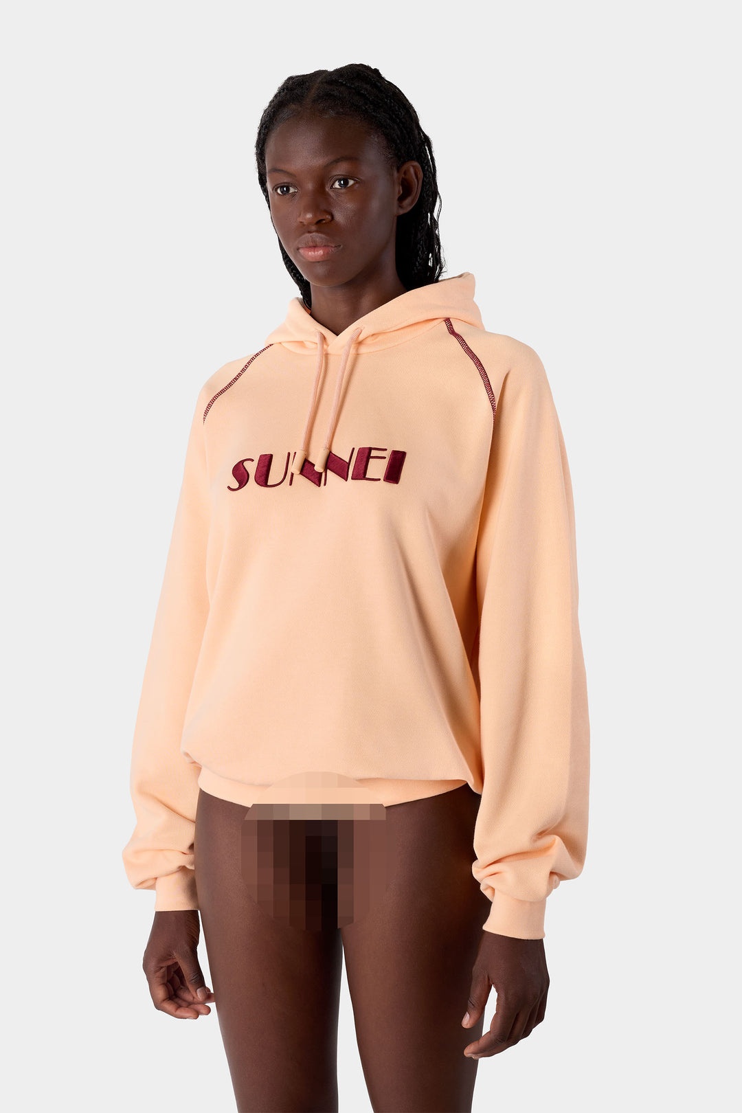 EMBROIDERED BIG LOGO HOODIE / powder pink - 3