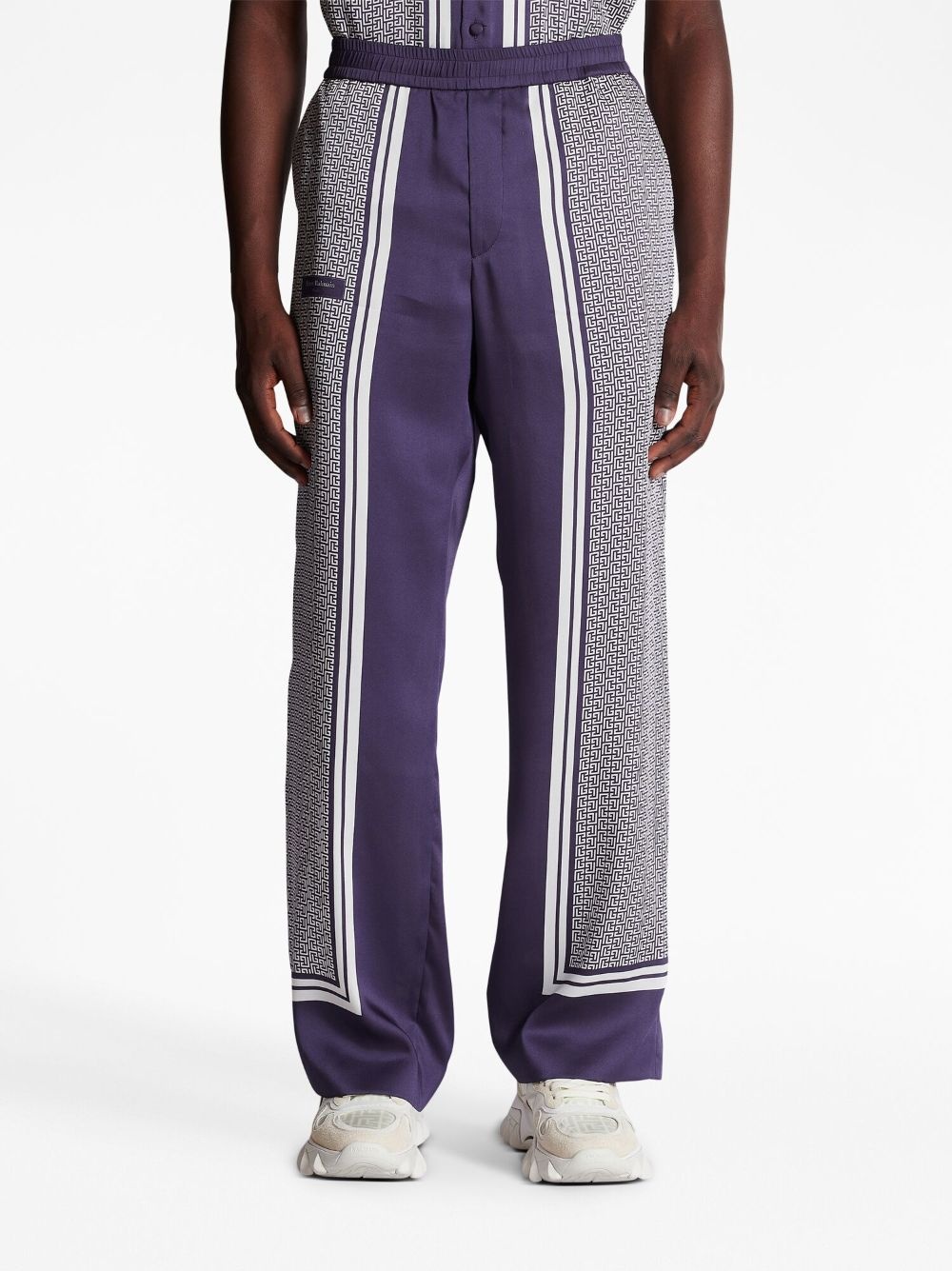 vertical-print straight-leg trousers - 5
