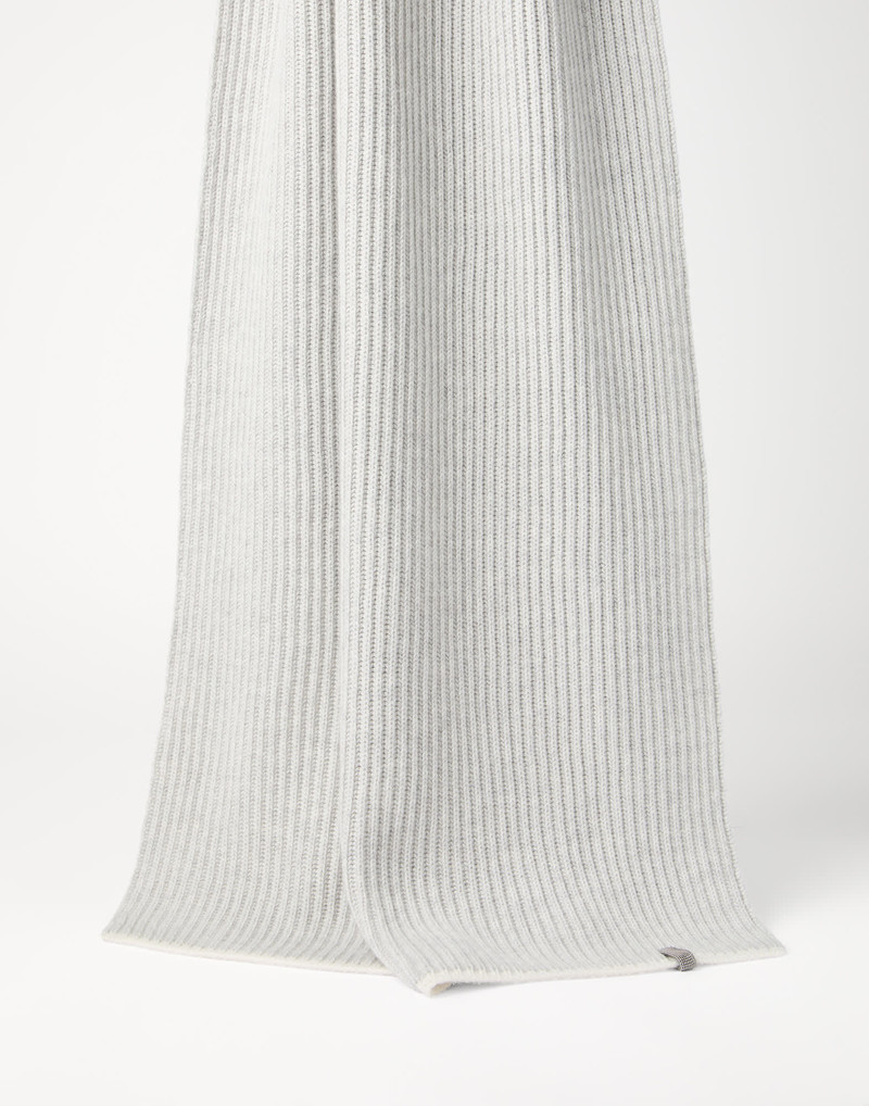 Cashmere English rib knit scarf with monili 1