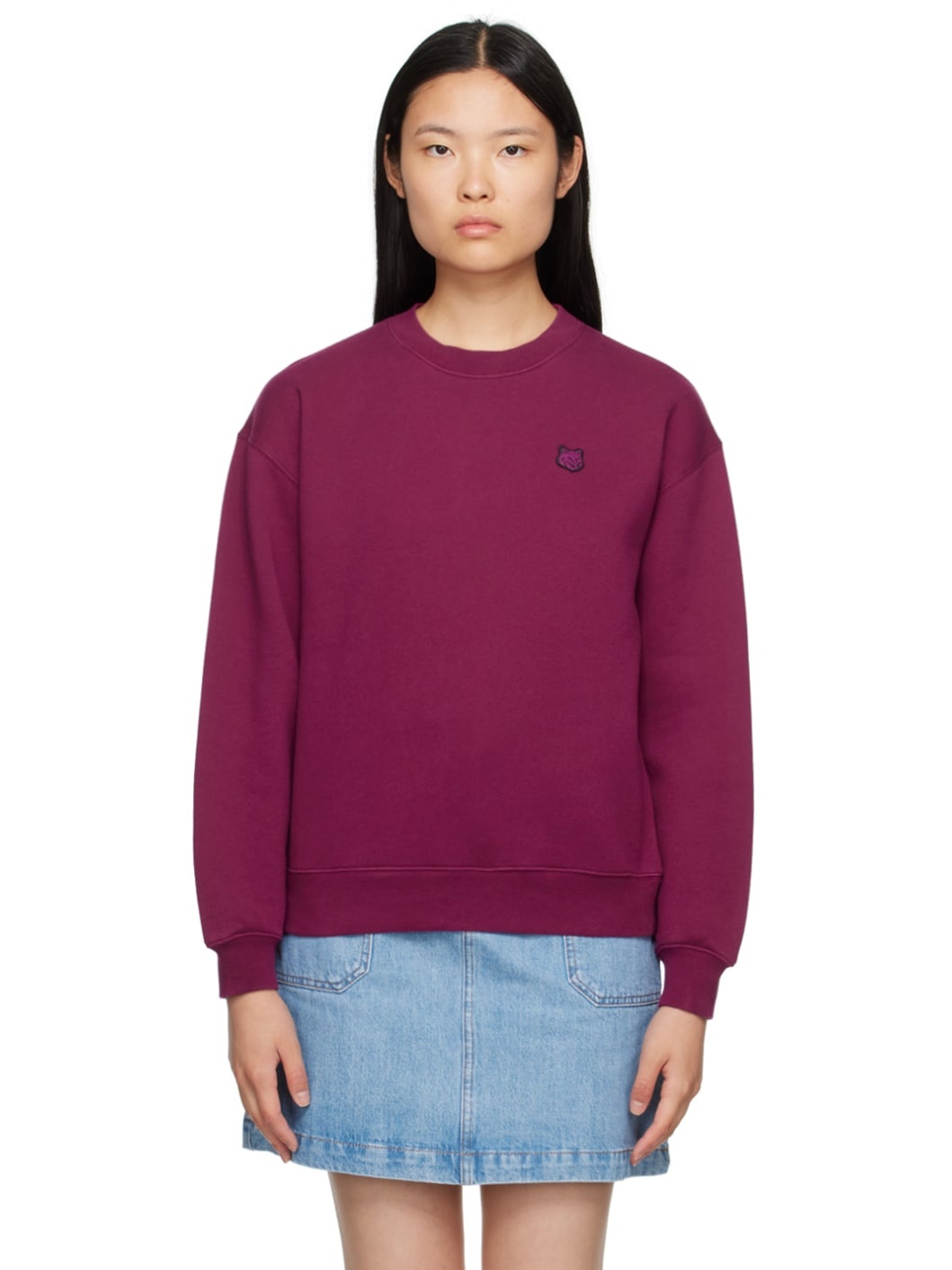 Burgundy Bold Fox Head Sweatshirt - 1