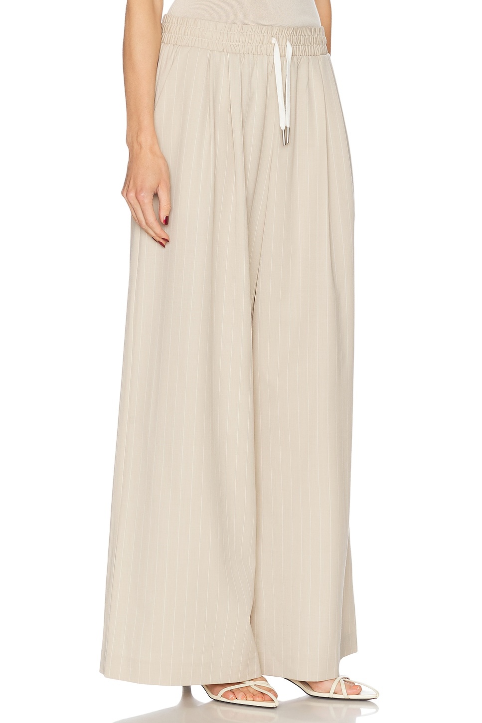 Pinstripe Wool Drawstring Pant - 2