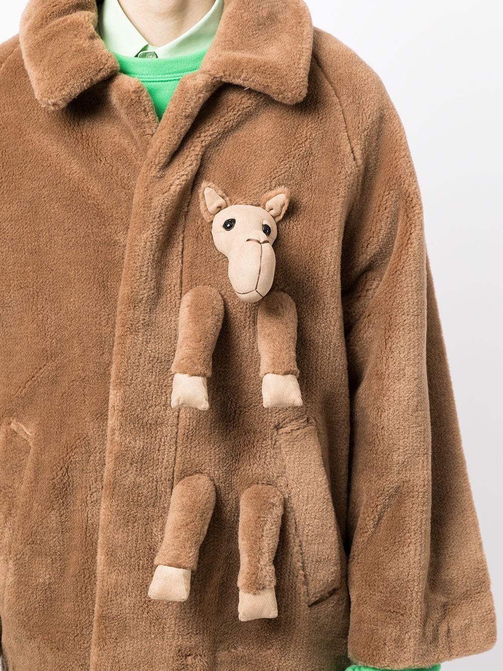 camel-detail single-breasted coat - 5