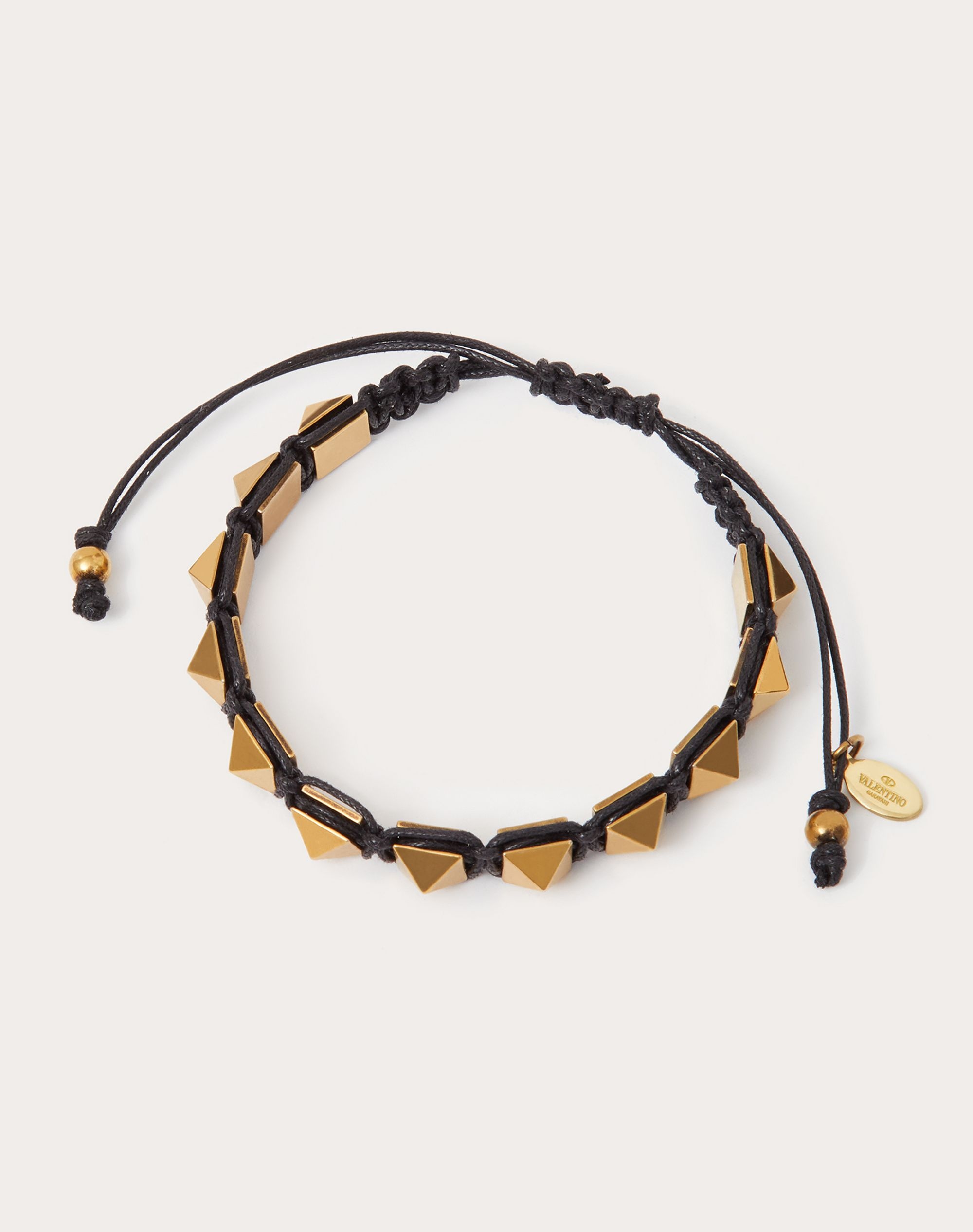 Rockstud Bracelet in Waxed Cotton and Metal - 3