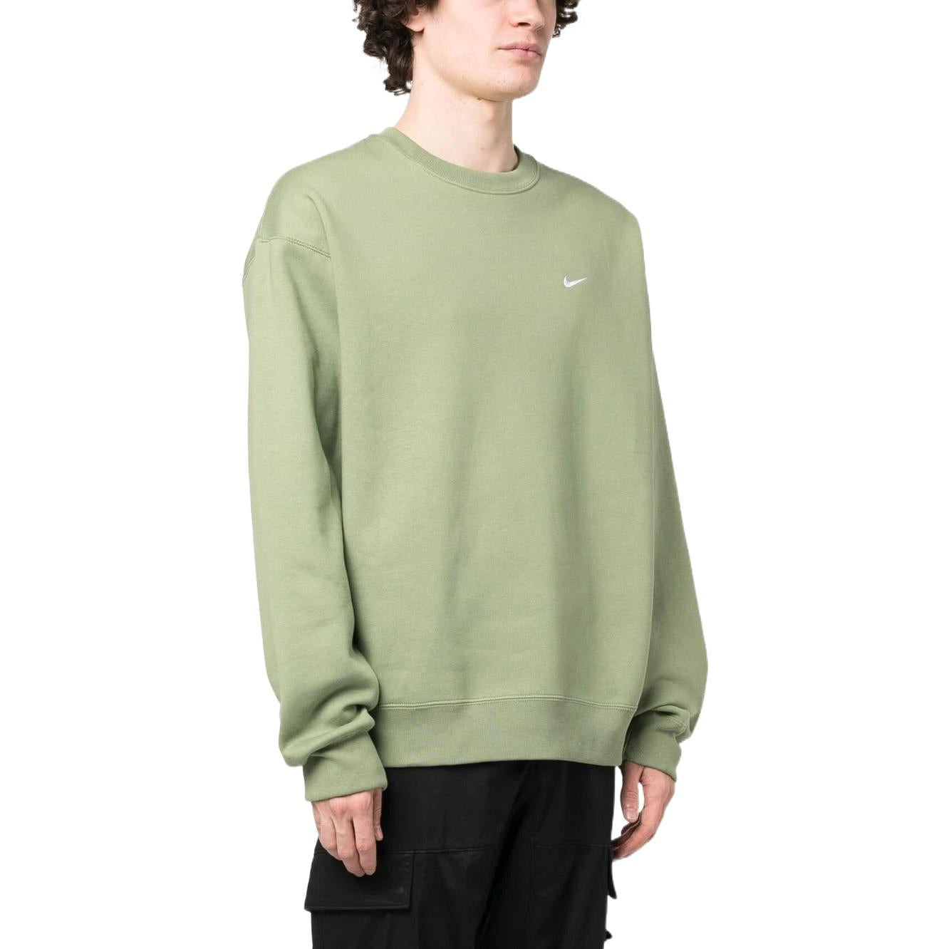 Nike Solo Swoosh Fleece Crewneck Hoodie 'Oil Green' DX1361-386 - 4