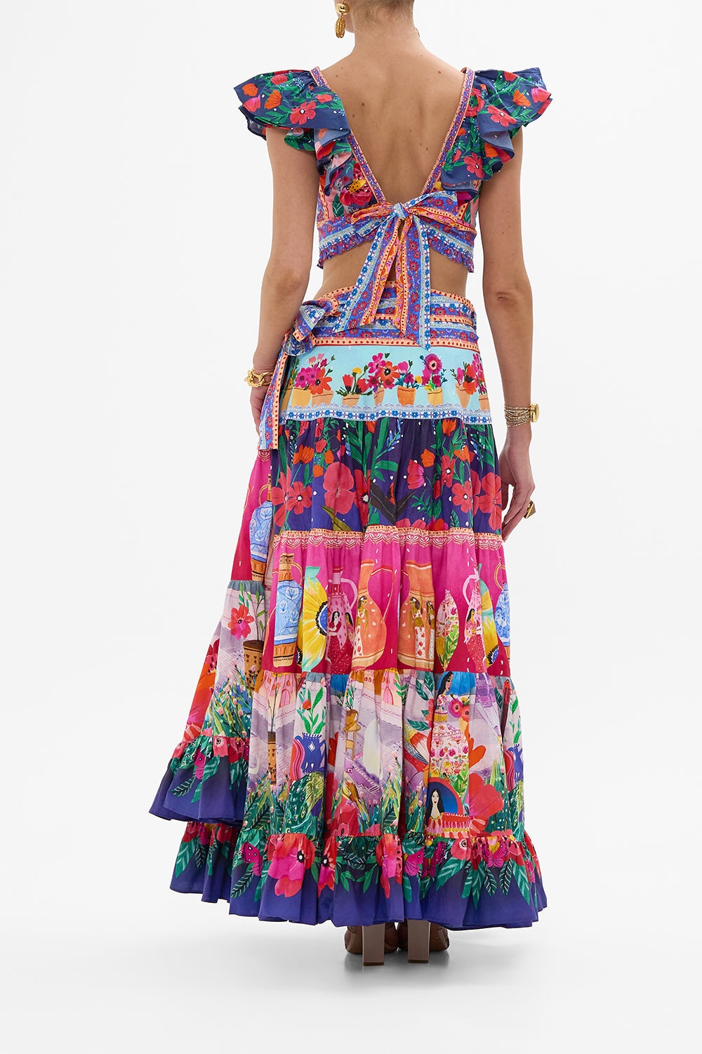 WRAP SKIRT WITH GATHERED PANELS - 3