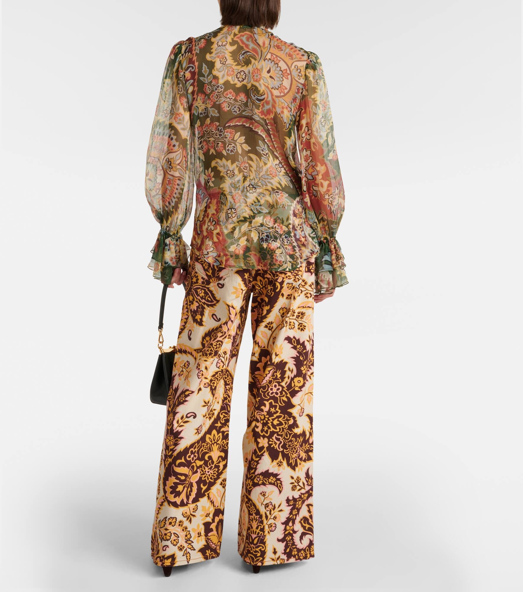 Printed ruffled silk blouse - 3