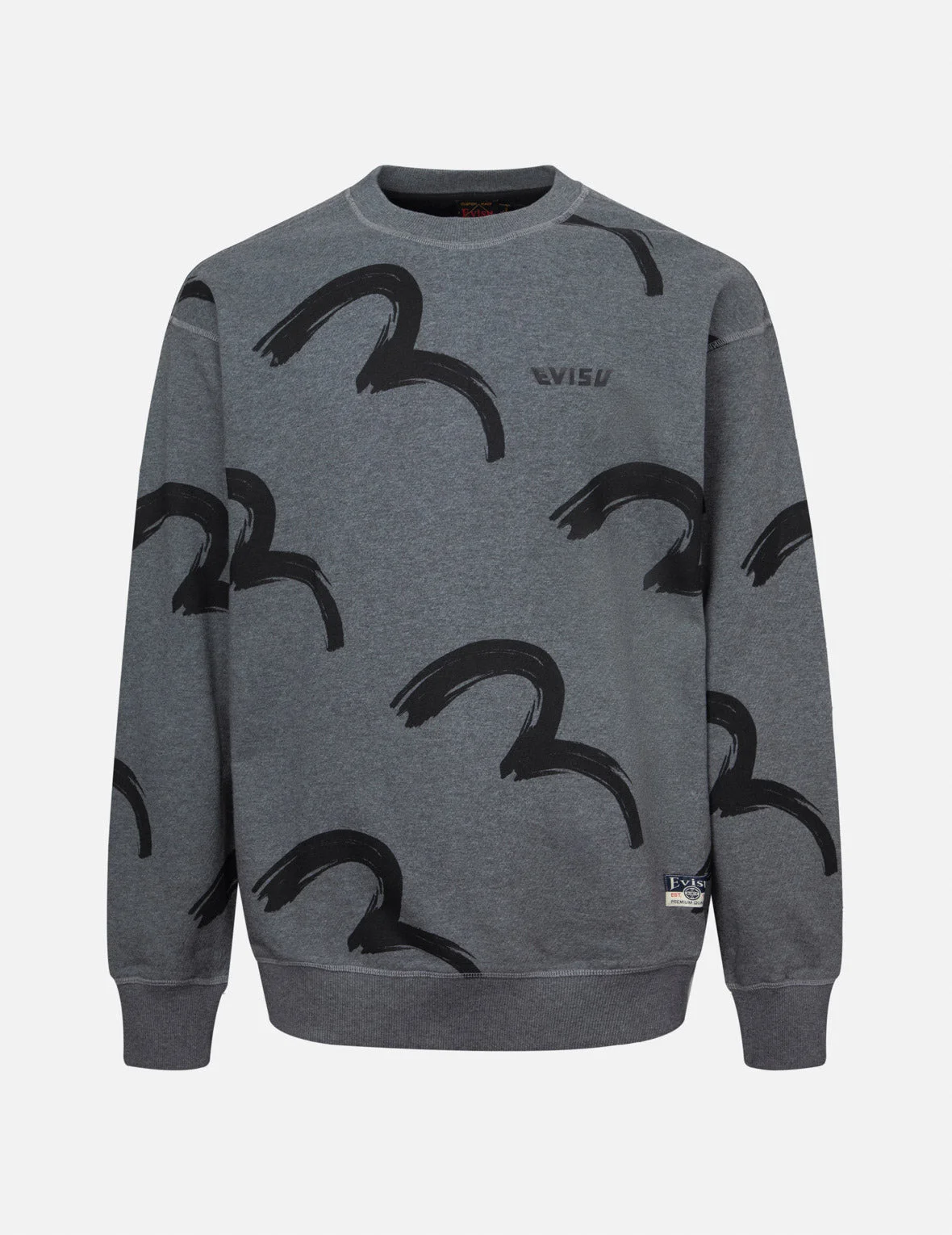 ALLOVER BRUSHSTROKE SEAGULL AND LOGO PRINT RELAX FIT SWEATSHIRT - 1