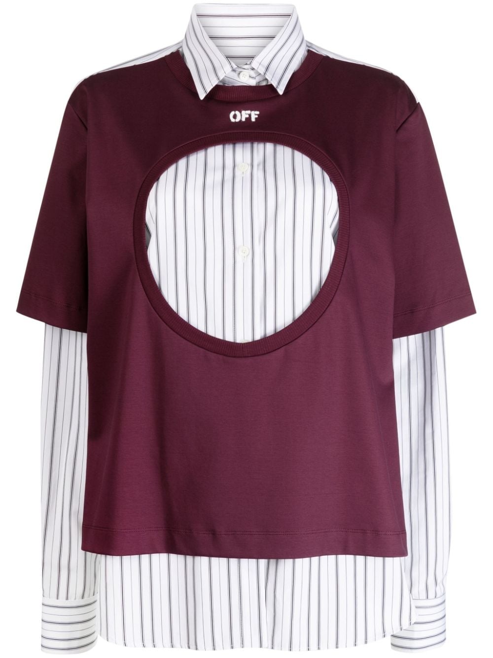 panelled striped shirt - 1
