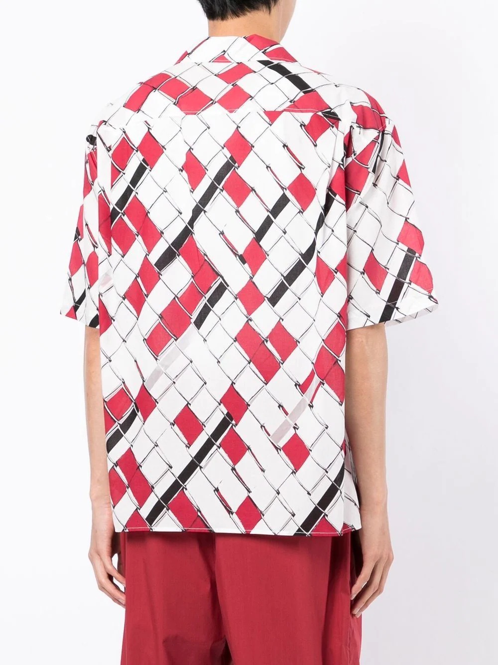 woven-print short-sleeved shirt - 4