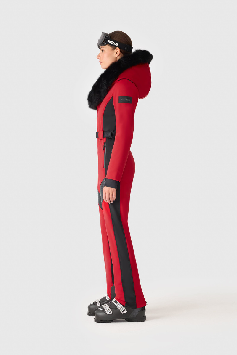 ELLE-ZR Bonded Fleece Ski Suit With Removable Fur-Trimmed Hood 4