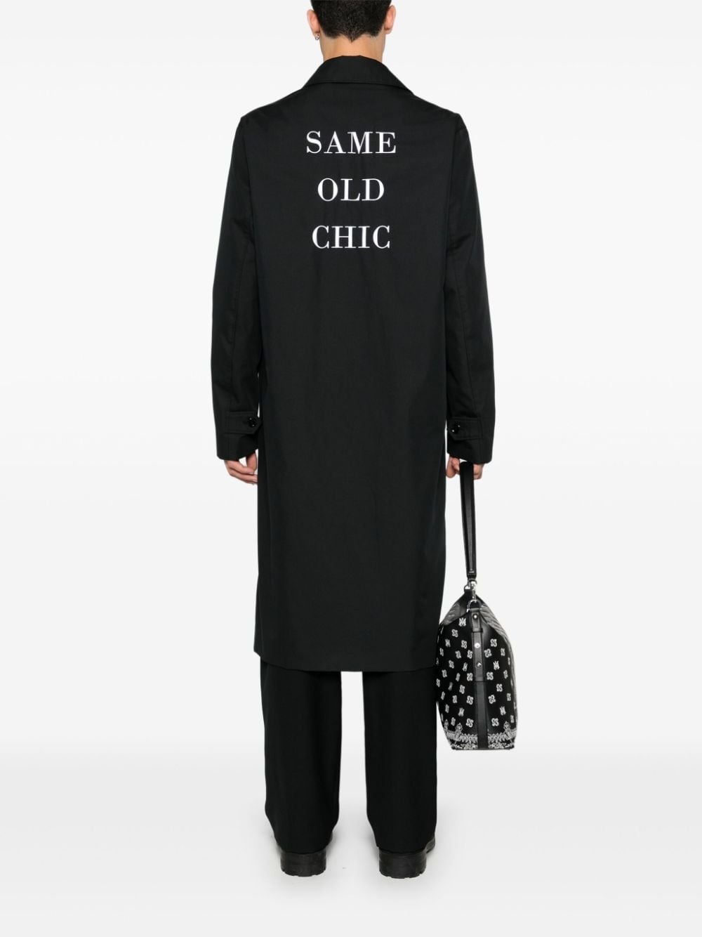 slogan-embroidered coat - 2