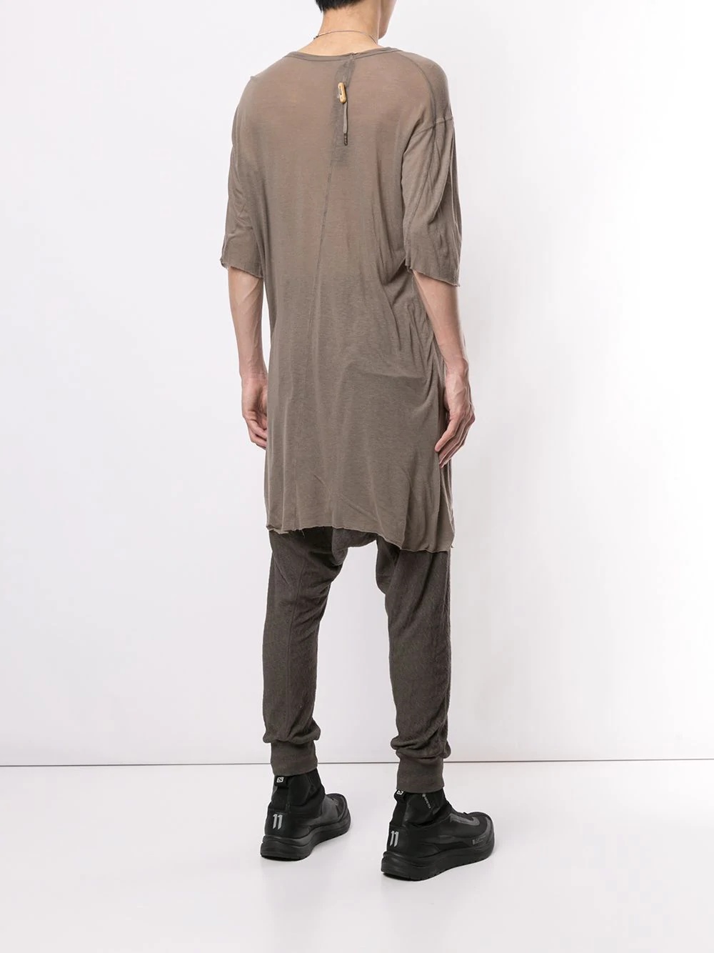 raw edge long T-shirt - 4