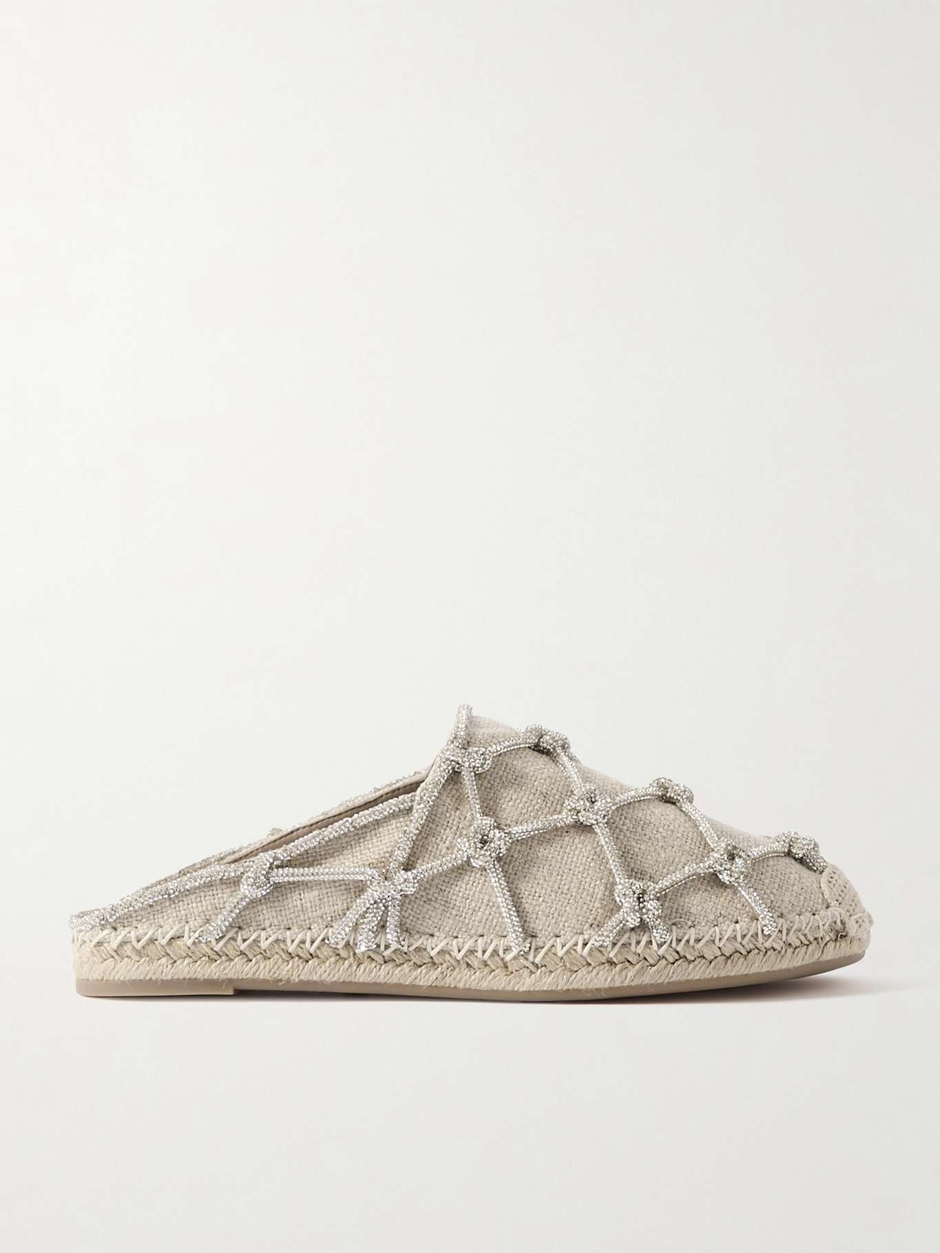 Crystal-embellished linen espadrille mules - 1