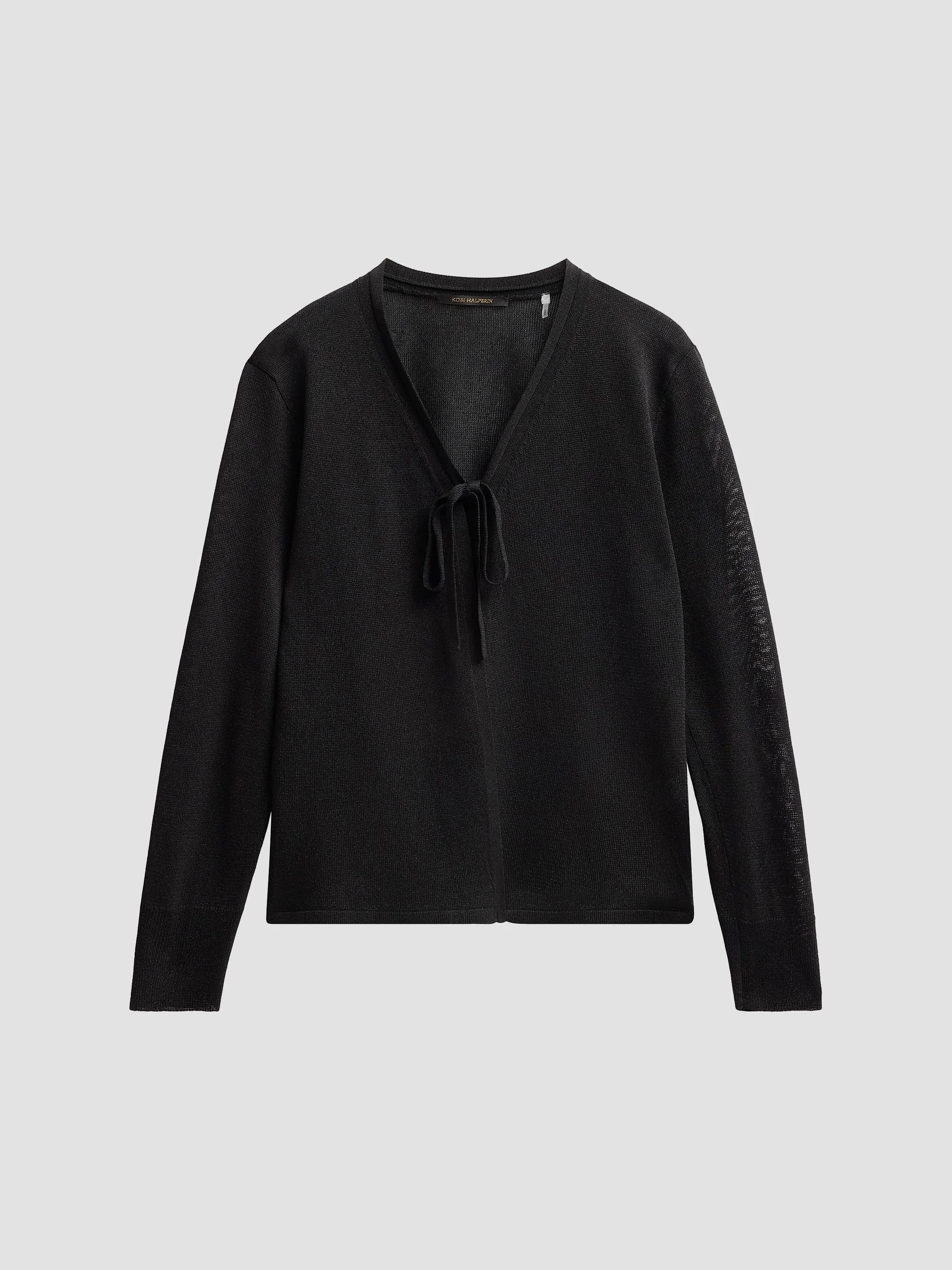 Women's Arden Tie-Front Sweater - Black - 1