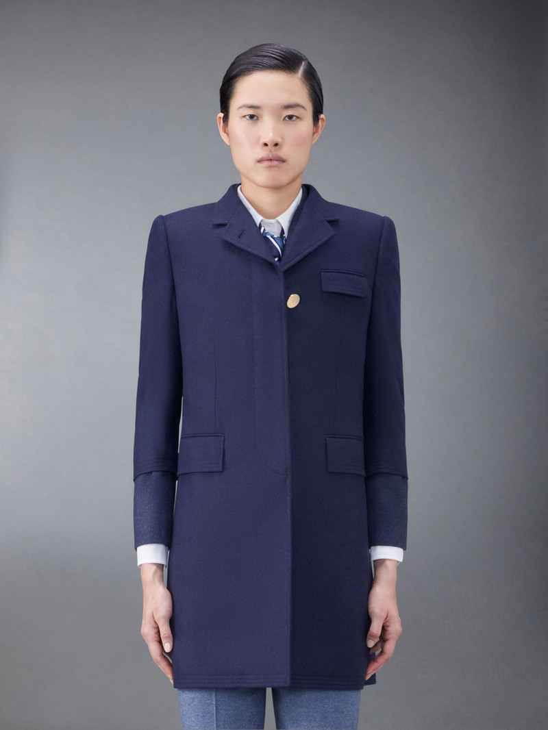 Thom Browne Wool Flannel Roped Shoulder Chesterfield Coat outlook